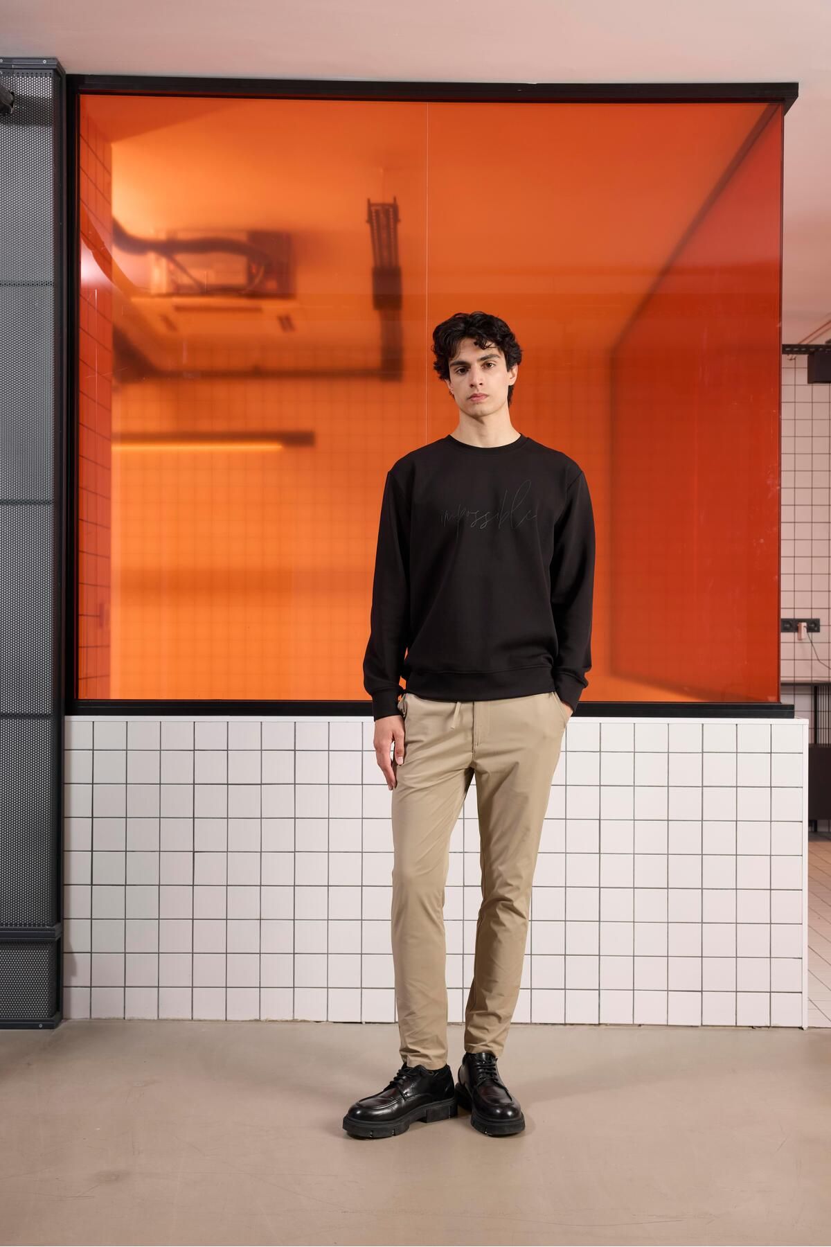 GMG FIRENZE Bisiklet Yaka Ön ve Arkası Tasarım Baskılı Erkek Sweatshirt