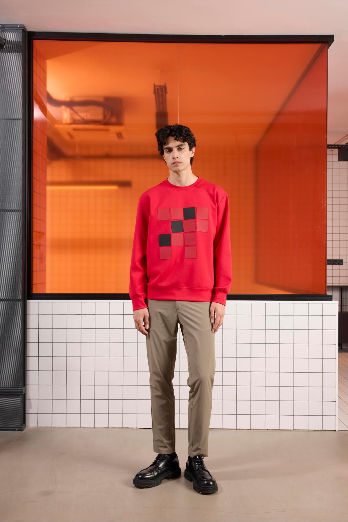 GMG FIRENZE Bisiklet Yaka Baskılı Regular Fit Erkek Sweatshirt