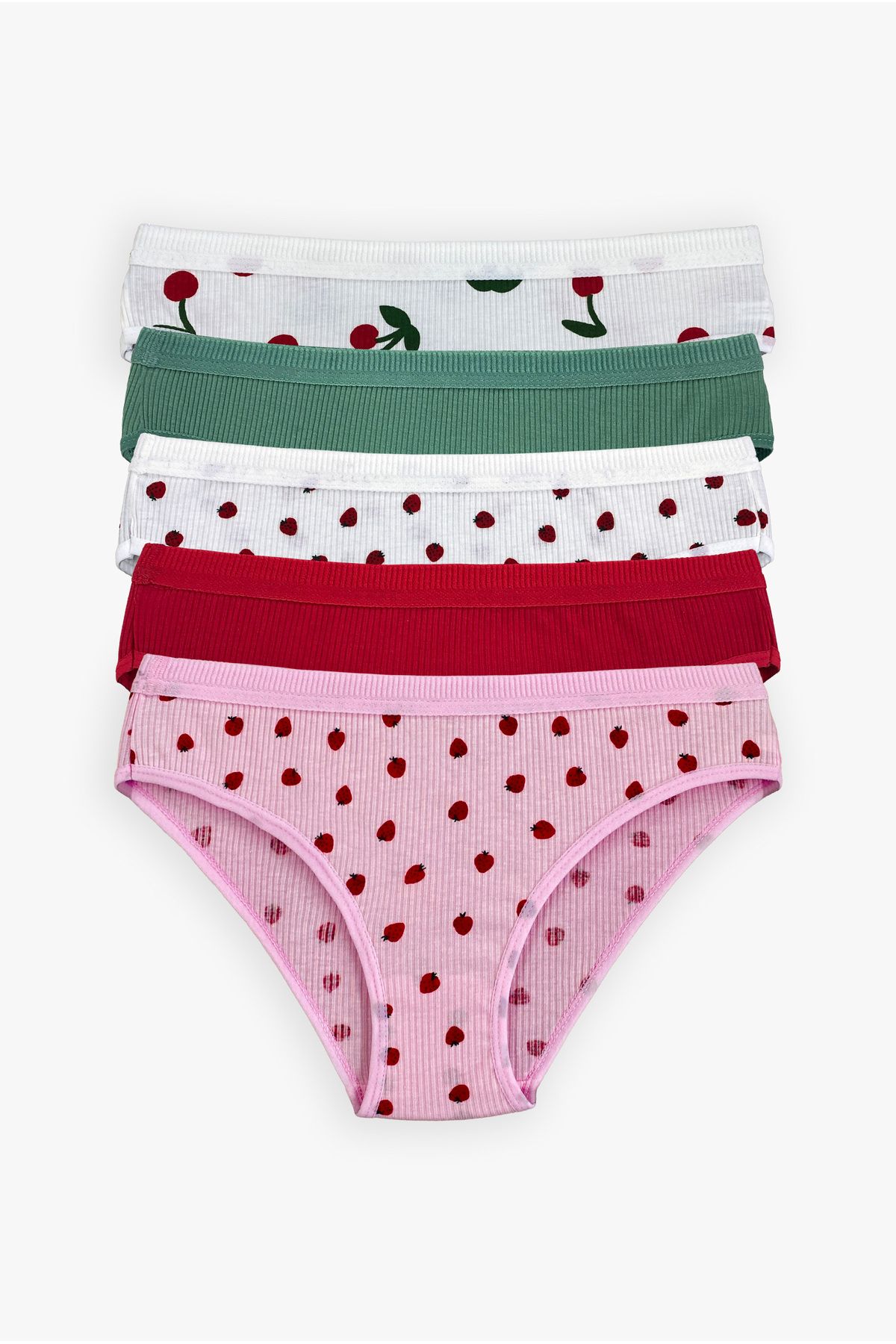 ZICCHO Meyve Desenli Kombin Kadın 5'li Bikini Külot