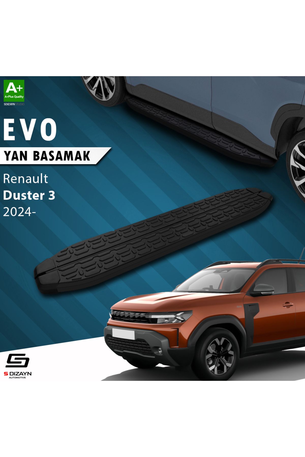 Life Tuning S-Dizayn Renault Duster 3 Evo Siyah Yan Basamak 183 Cm 2024 Üzeri A+ Kalite