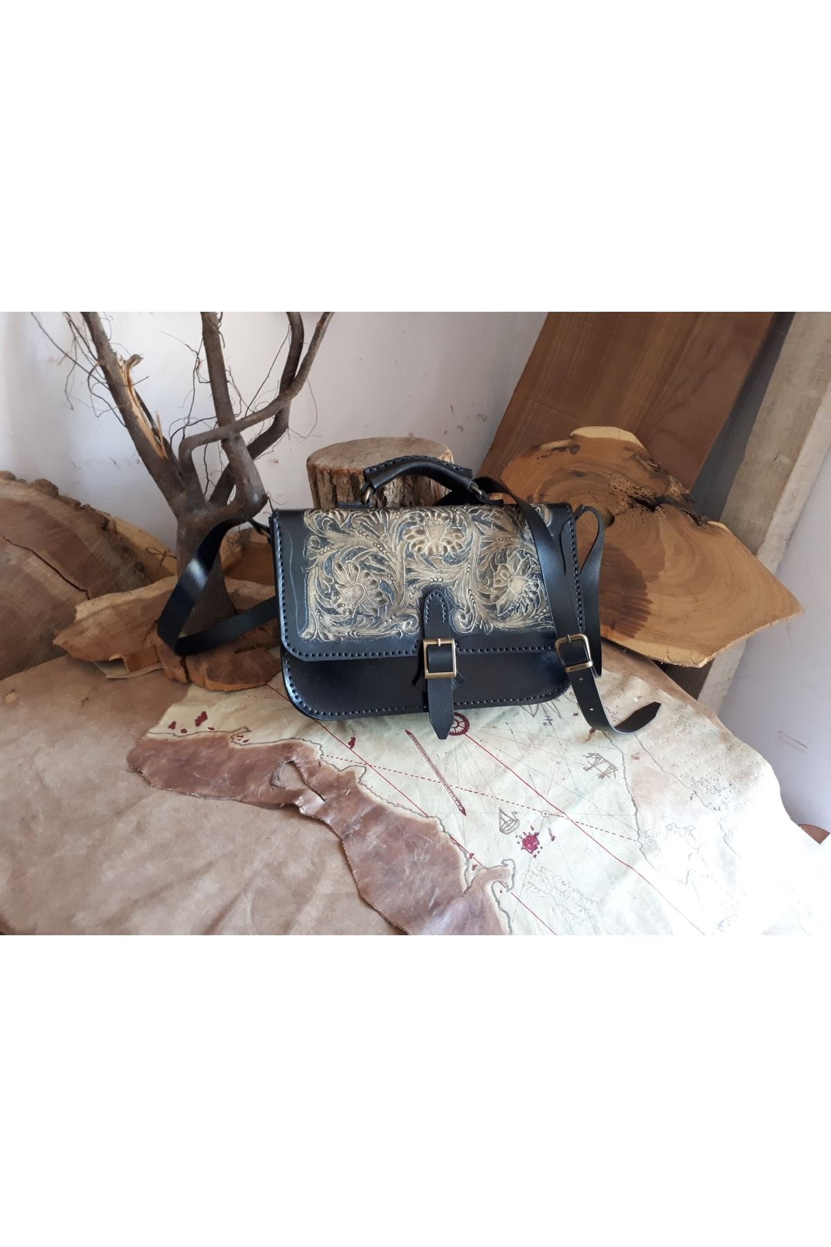 AL ZE DESIGN El Yapımı Deri Unisex Evrak / Omuz Çantası