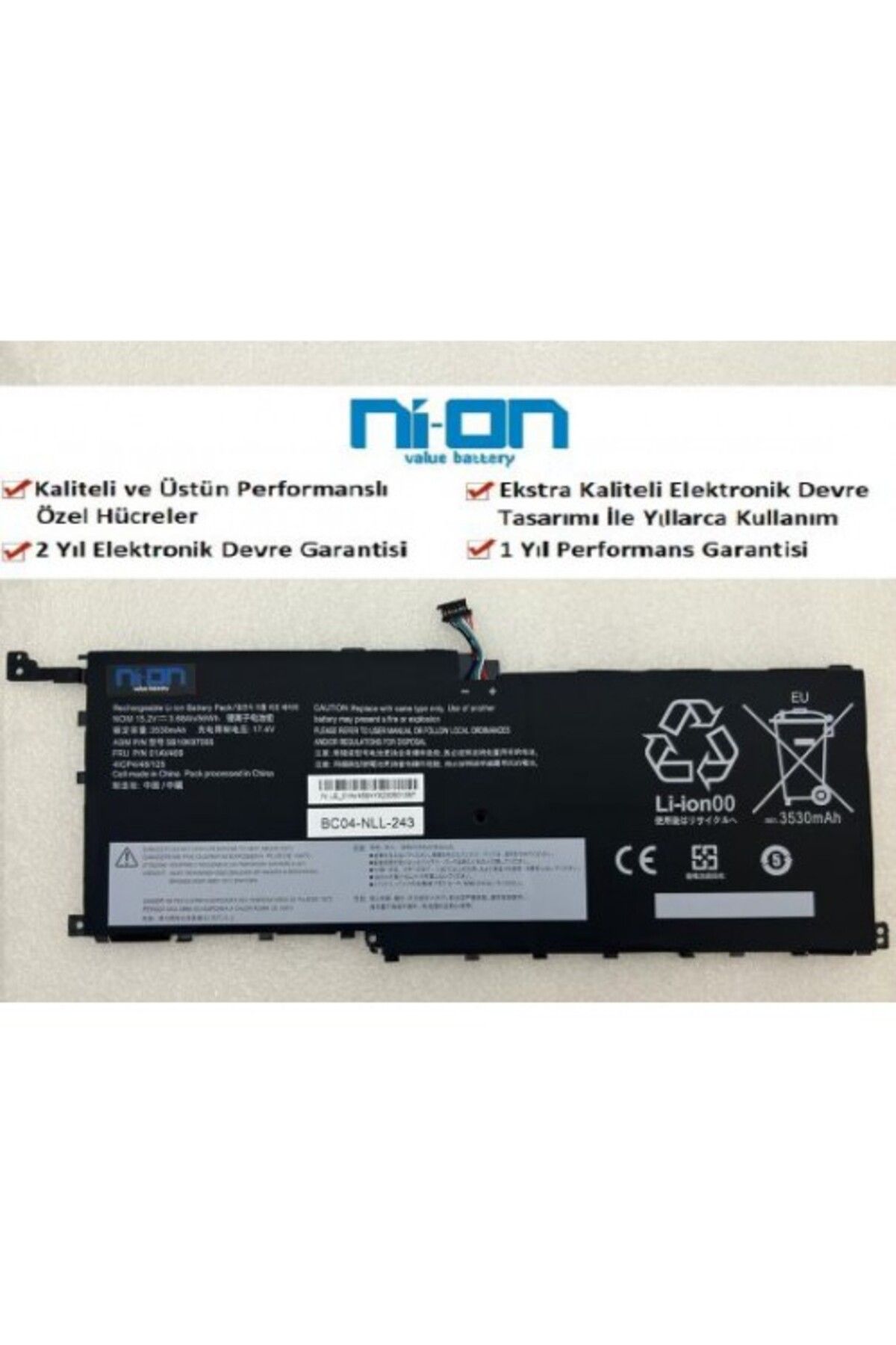 NION Lenovo Thinkpad X1 Carbon 4th Gen Type 20FB 20FC uyumlu Notebook Batarya - Pil