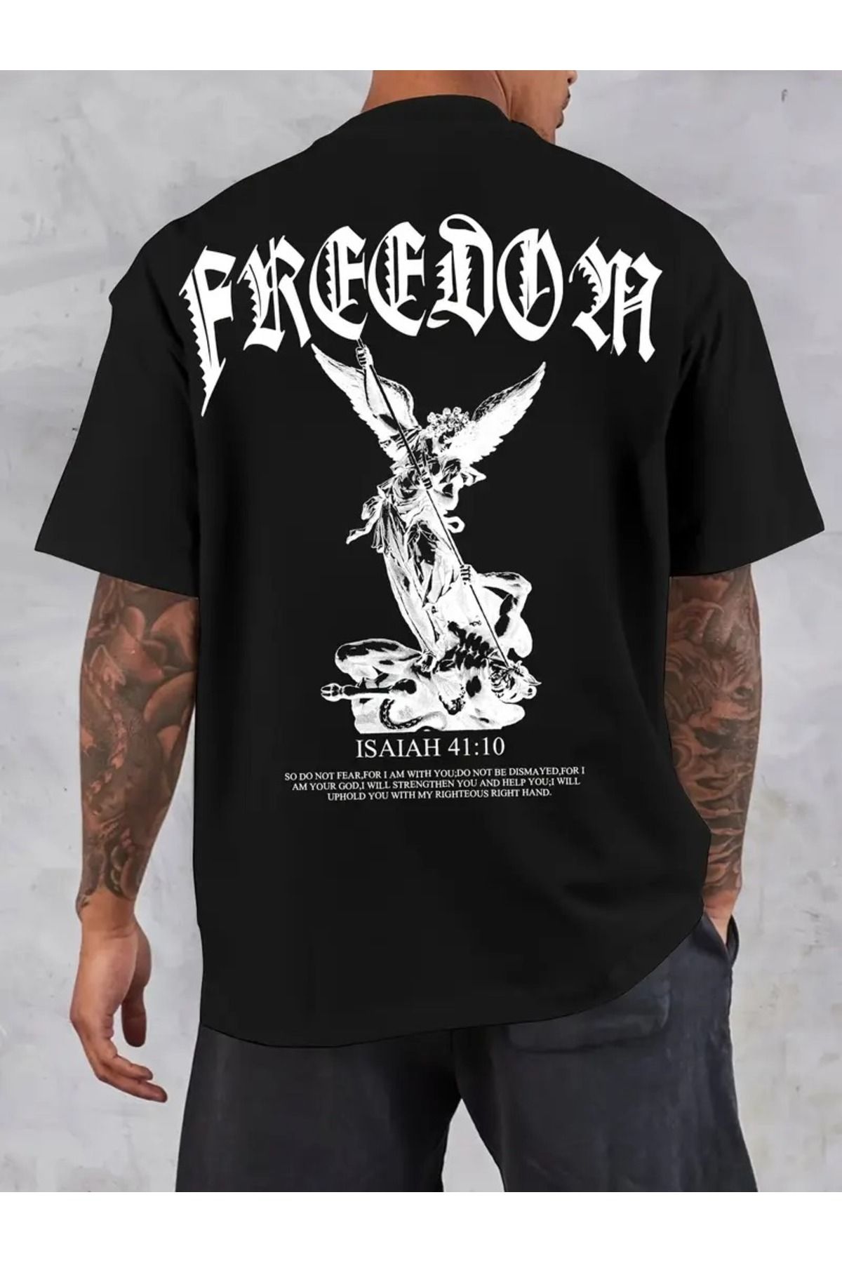 FULL TOLERANCE YD DESİNG FREEDOM and ANGEL BASKILI OVERSİZE T-SHİRT