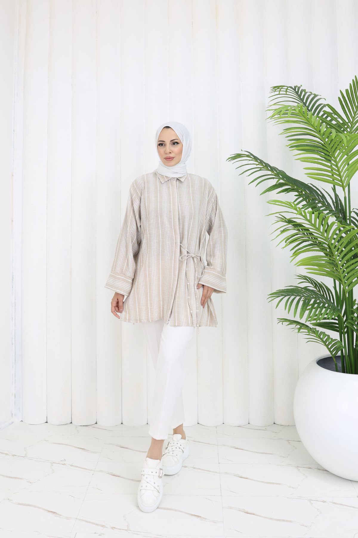KEBİRE MODA ÇİZGİN GÖMLEK TUNİK