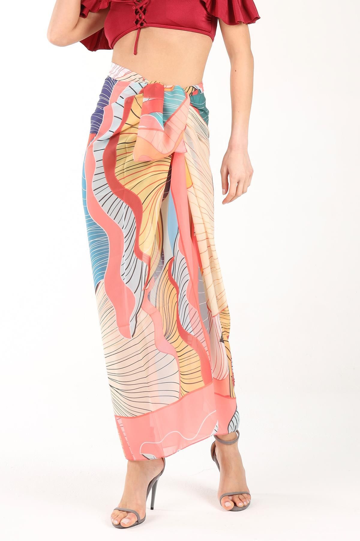 New Obsessions Silence of Lotus pastel Tonlar Kadın Pareo Plaj Giysisi