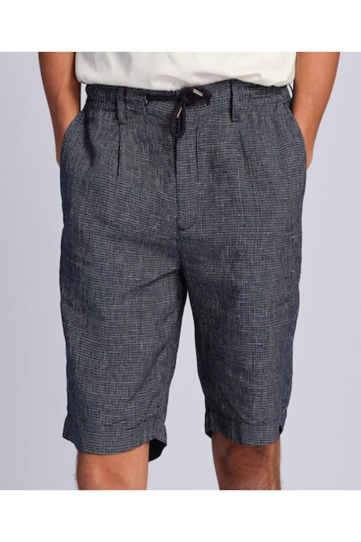 Ruck & Maul Erkek Keten Şort 25456-166 Navy Blue