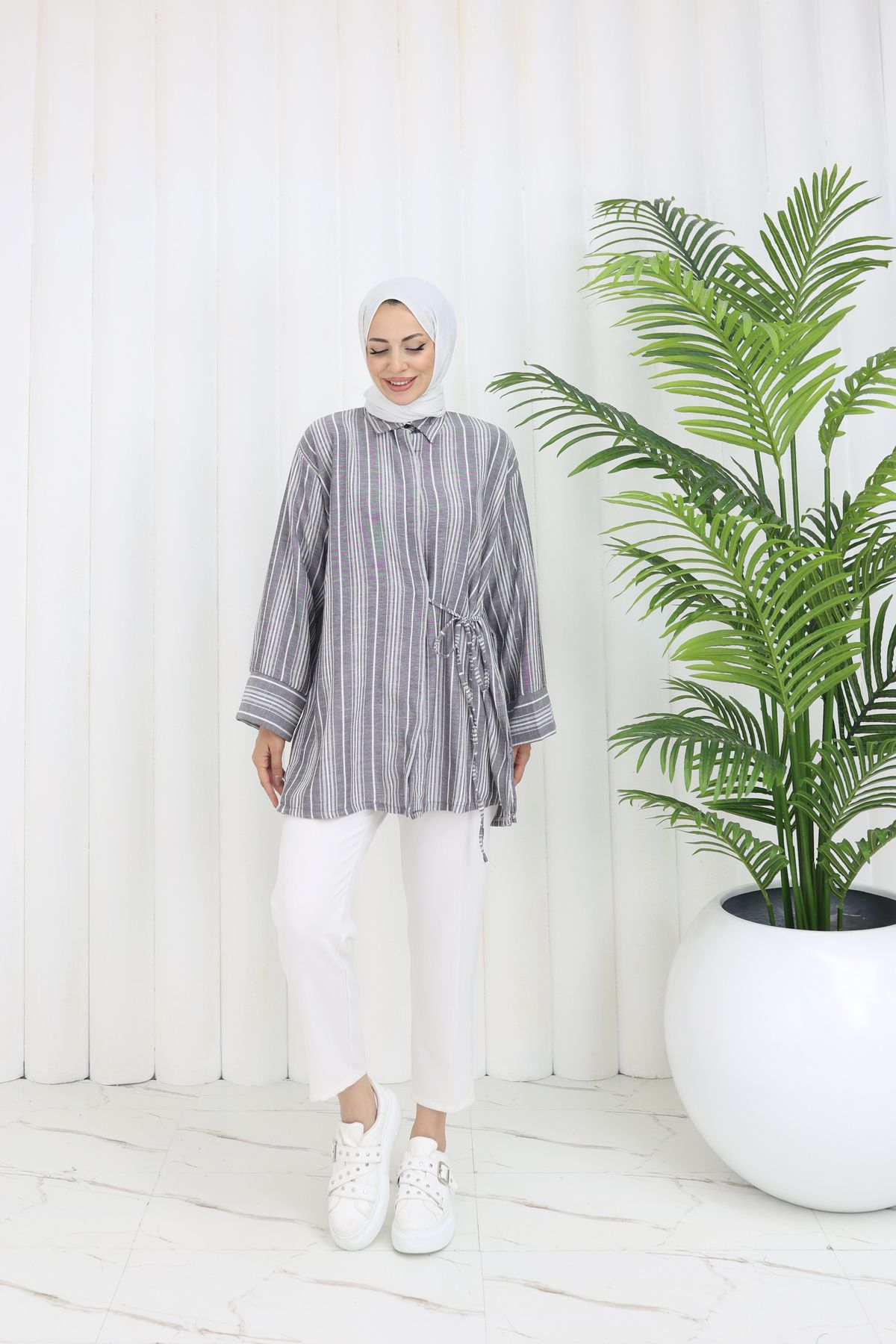 KEBİRE MODA ÇİZGİN GÖMLEK TUNİK