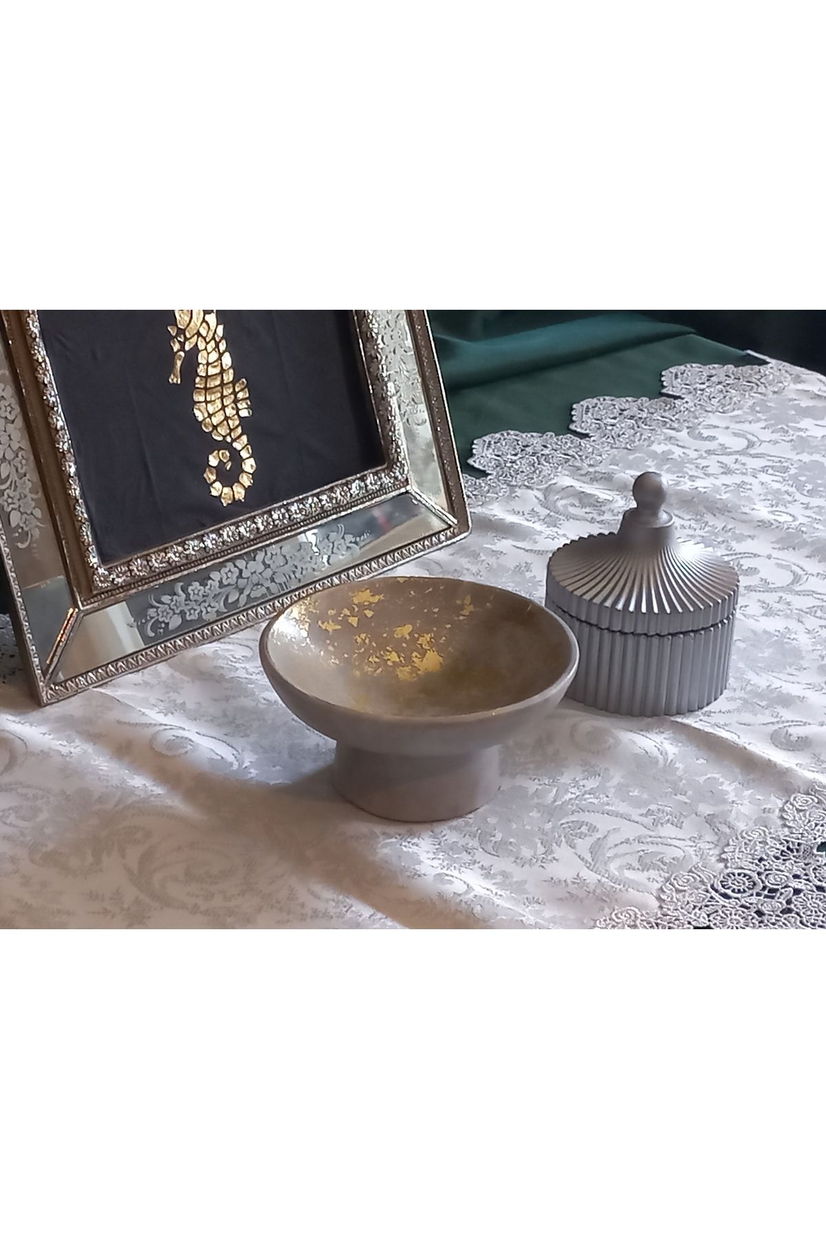 BakS DESİGN Dekoratif gümüş & Gold kase ve gümüş kutu