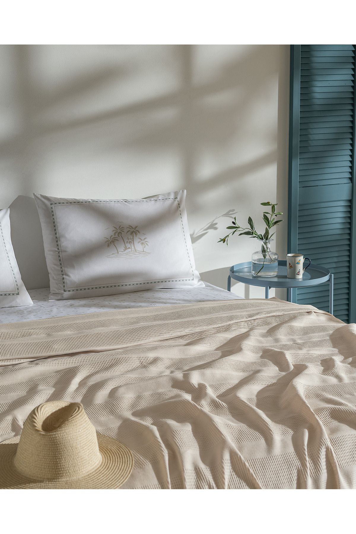 Madame Coco-Mathilda Double 100% Cotton Karde Plain Pique Set - Beige 2
