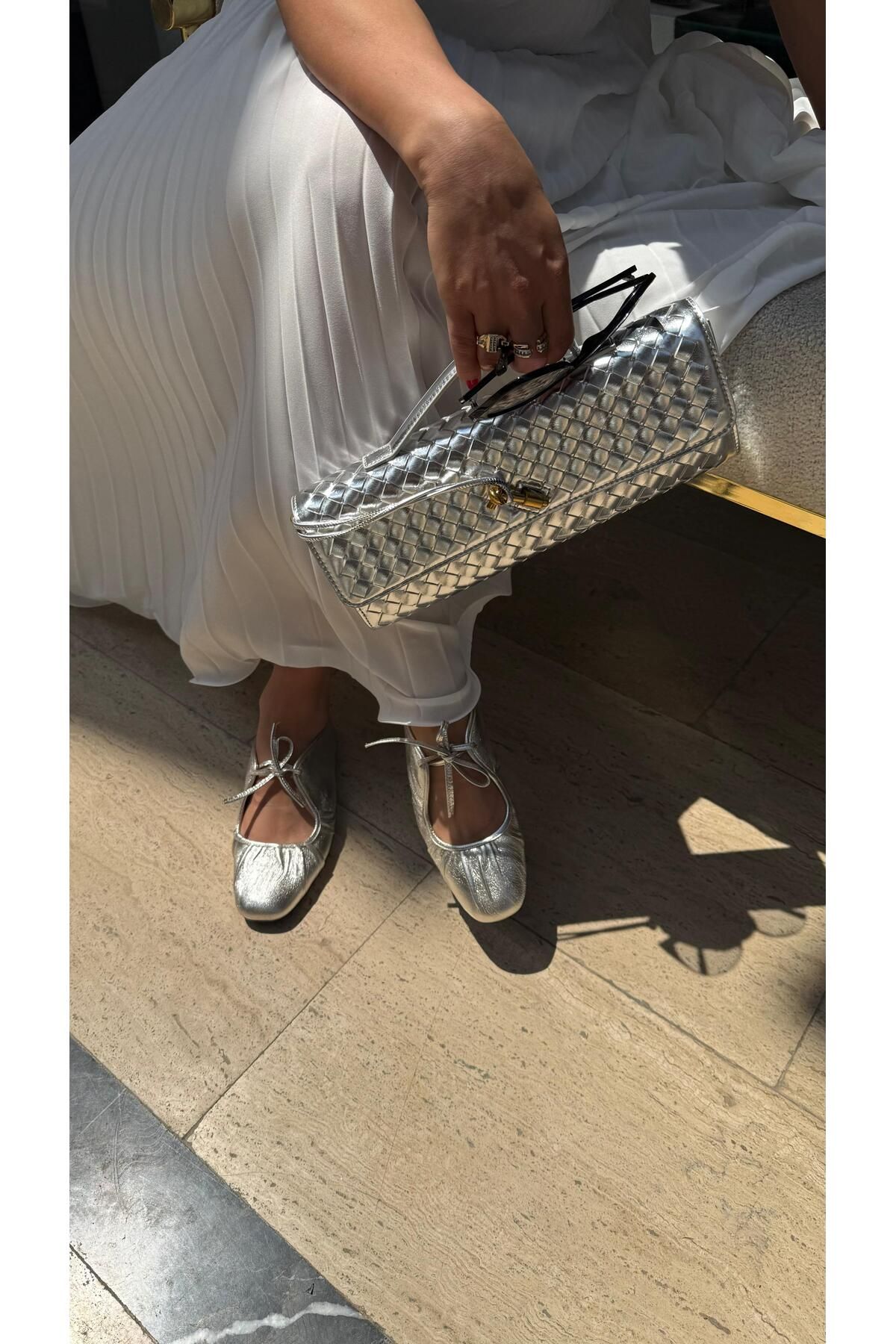 by emine eren emotion shoes Lucca Hakiki Deri Metalik Babet