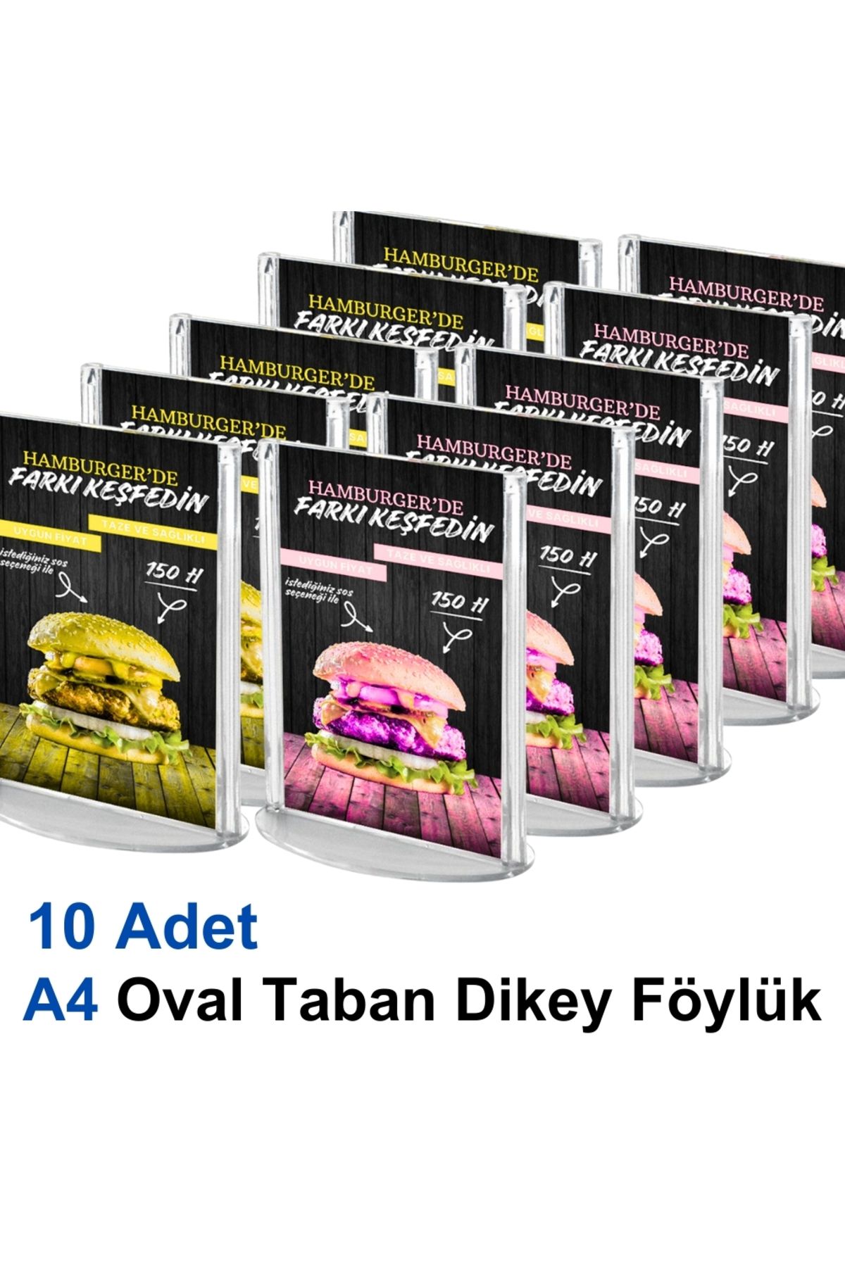 Karlobi A4 Oval Taban Dikey Föylük - 10 Adet | Upright Föylük | - | Masaüstü Menü |