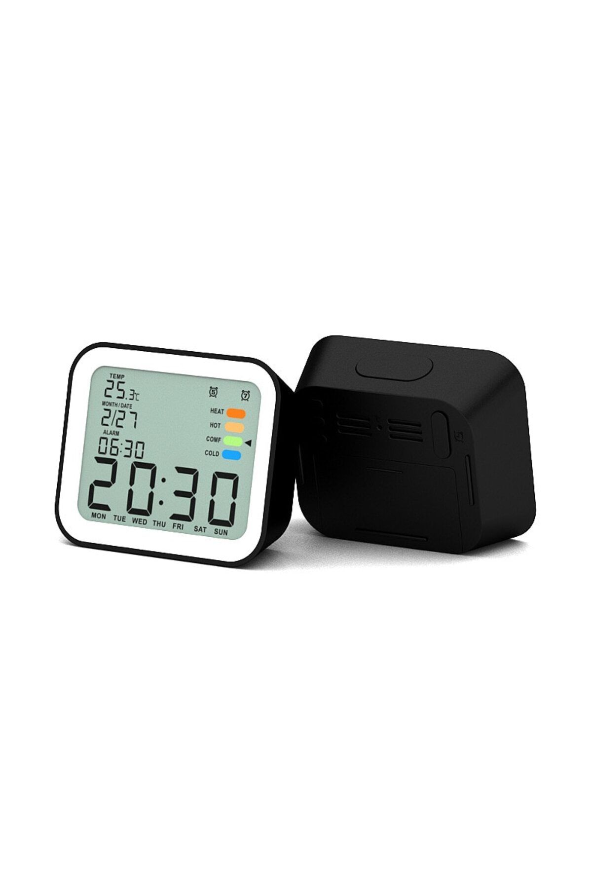 MACVI-Macvi® Digital Clock, LCD with Alarm, Snooze, Time, Date, Ambient Temperature and Illumination Display 1