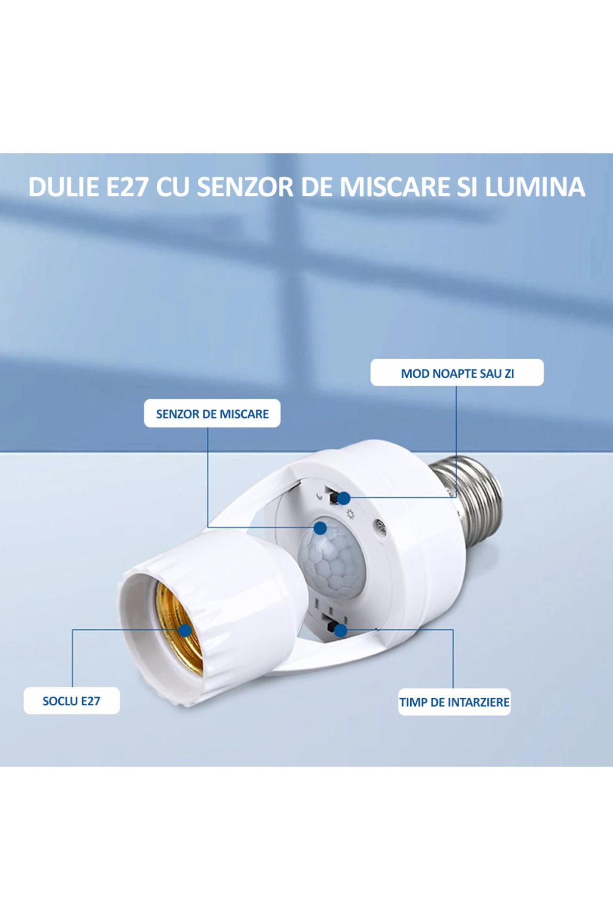 NEXTLY-E27 Socket With Motion And Light Sensor, , 360° Detection, Motion Detection Distance 3