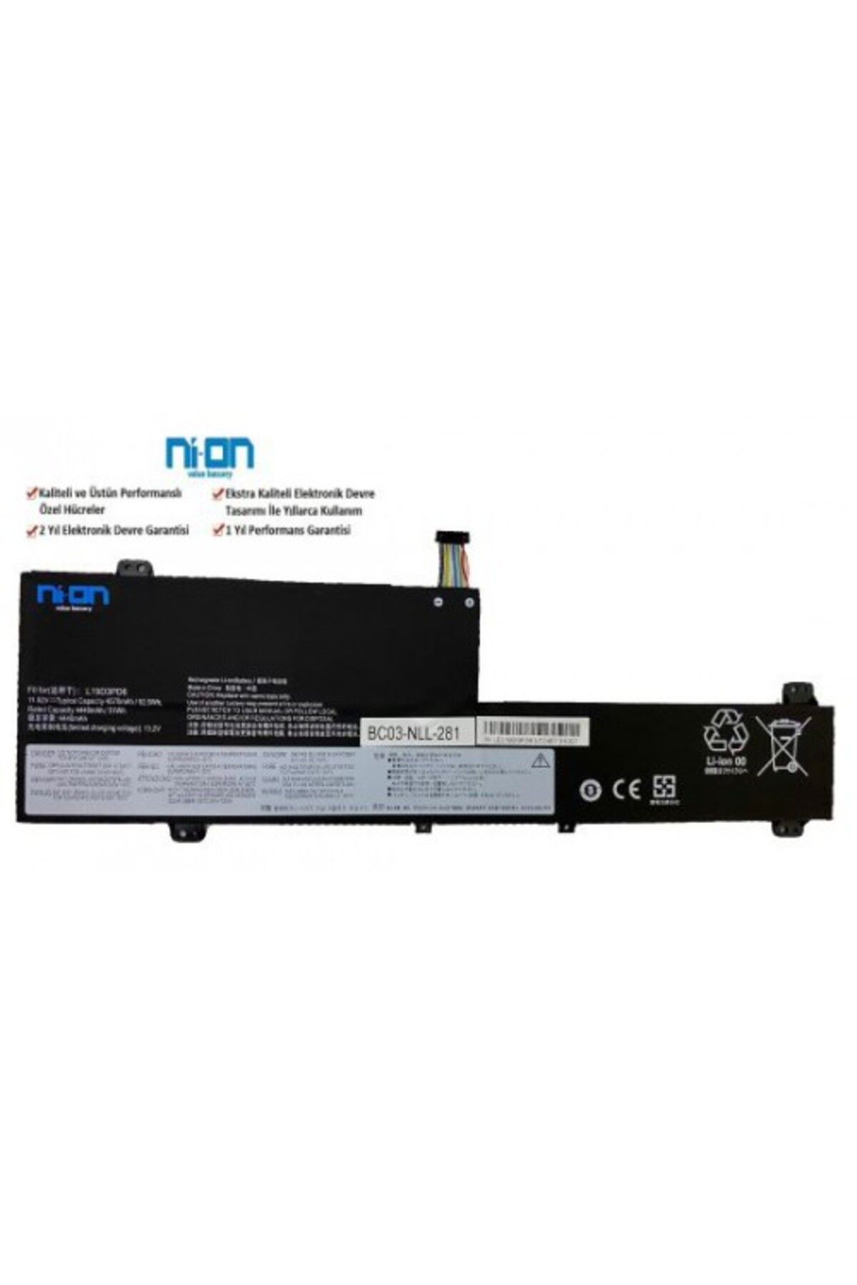 NION Lenovo L19D3PD6 5B10X49075 uyumlu Notebook Batarya - Pil