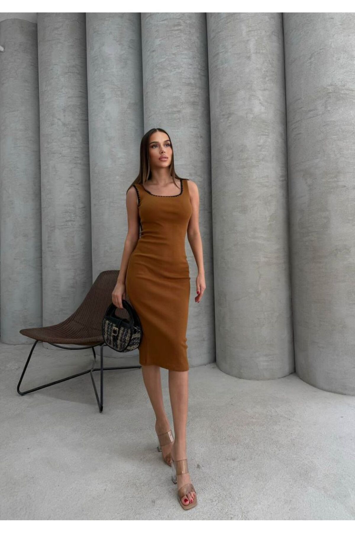jennyfer garment İTHAL KAŞKORSE KUMAŞ ELBİSE