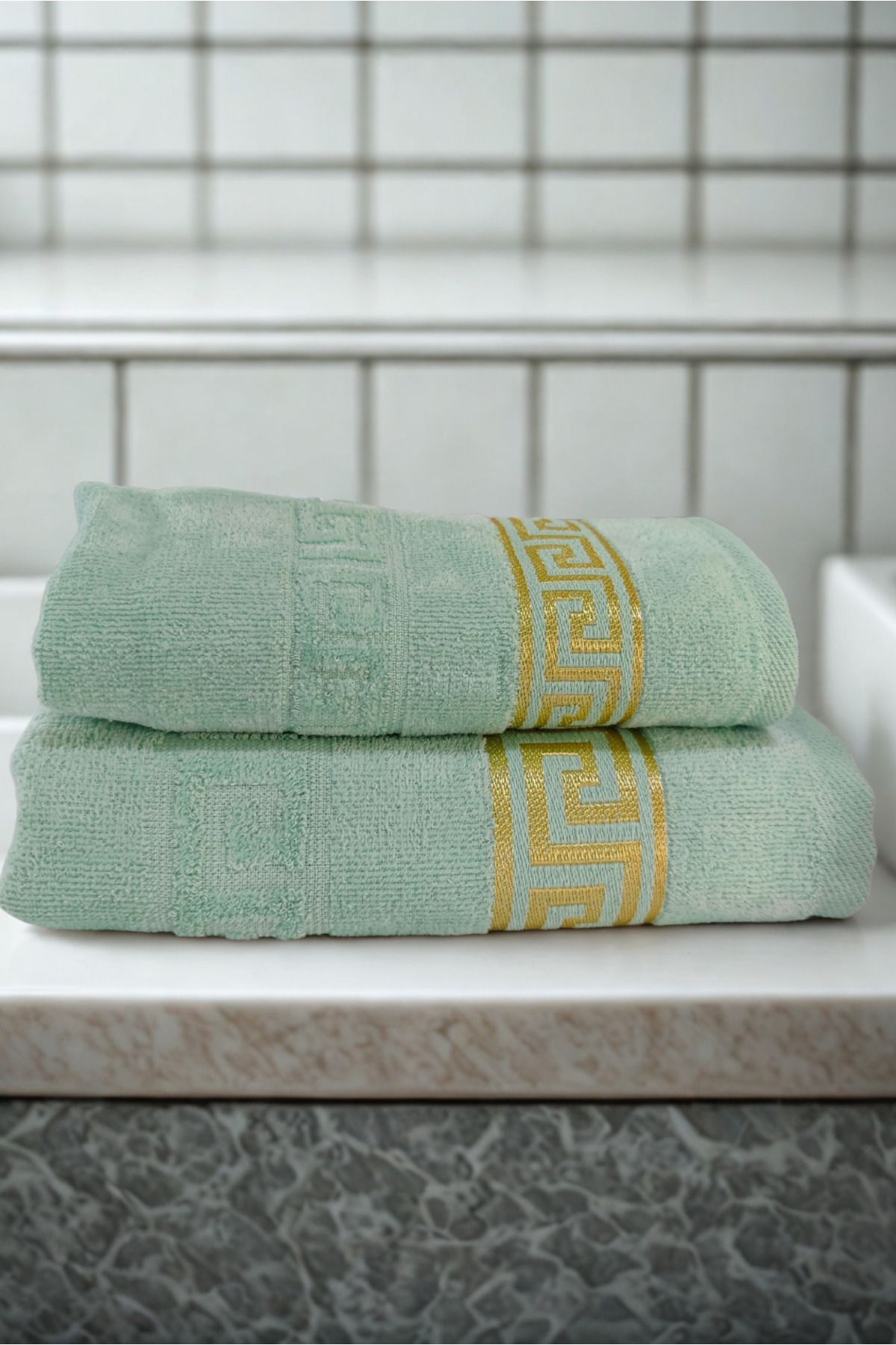 OYALI HOME COLLECTION |Greek Anatolian| İpeksi Kadife 2'li Havlu Seti