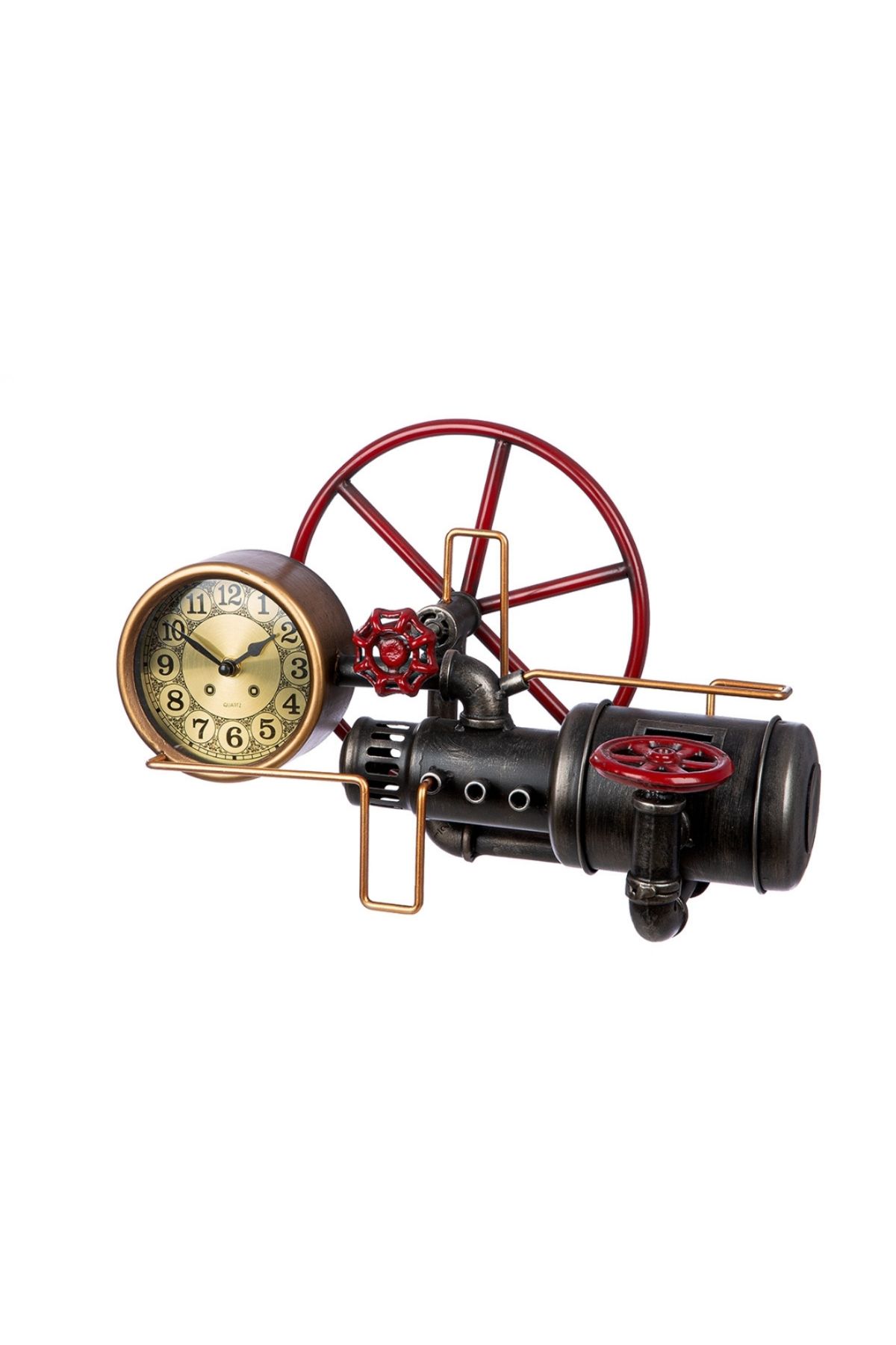 Gilde Gılde Para Kutusu Yer/Masa Saati Metal Kırmızı Siyah Bakır Rengi Gümüş Rengi L.19 Cm W.40 Cm H.26 Cm