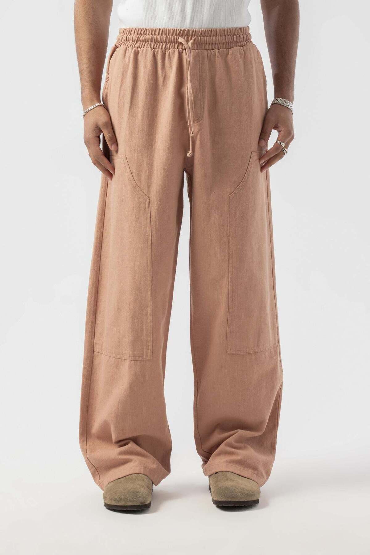 jaceyjace Baggy Keten Pantolon - Taba