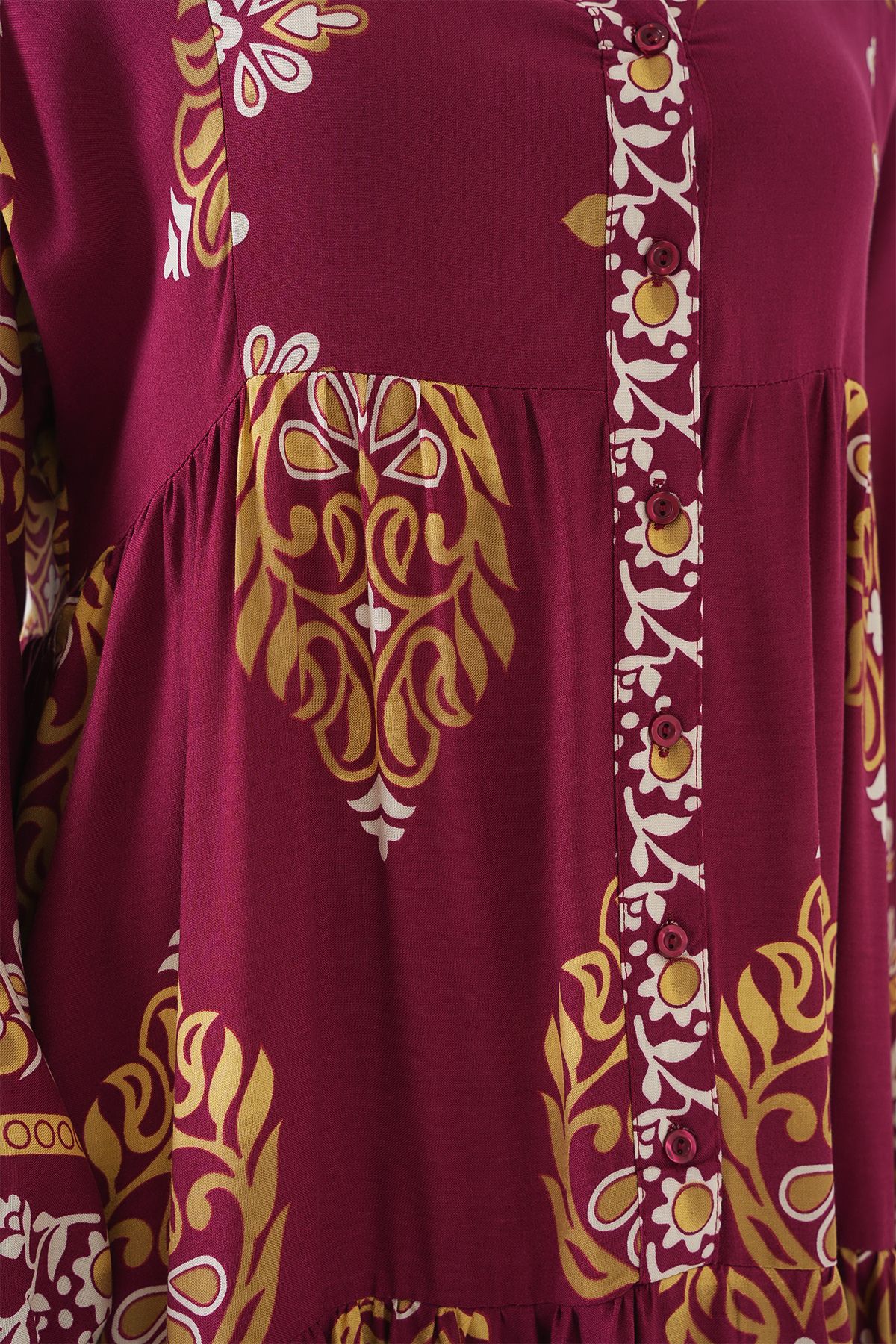 Bigdart-2423 Authentic Patterned Hijab Dress - Z.Burgundy 6