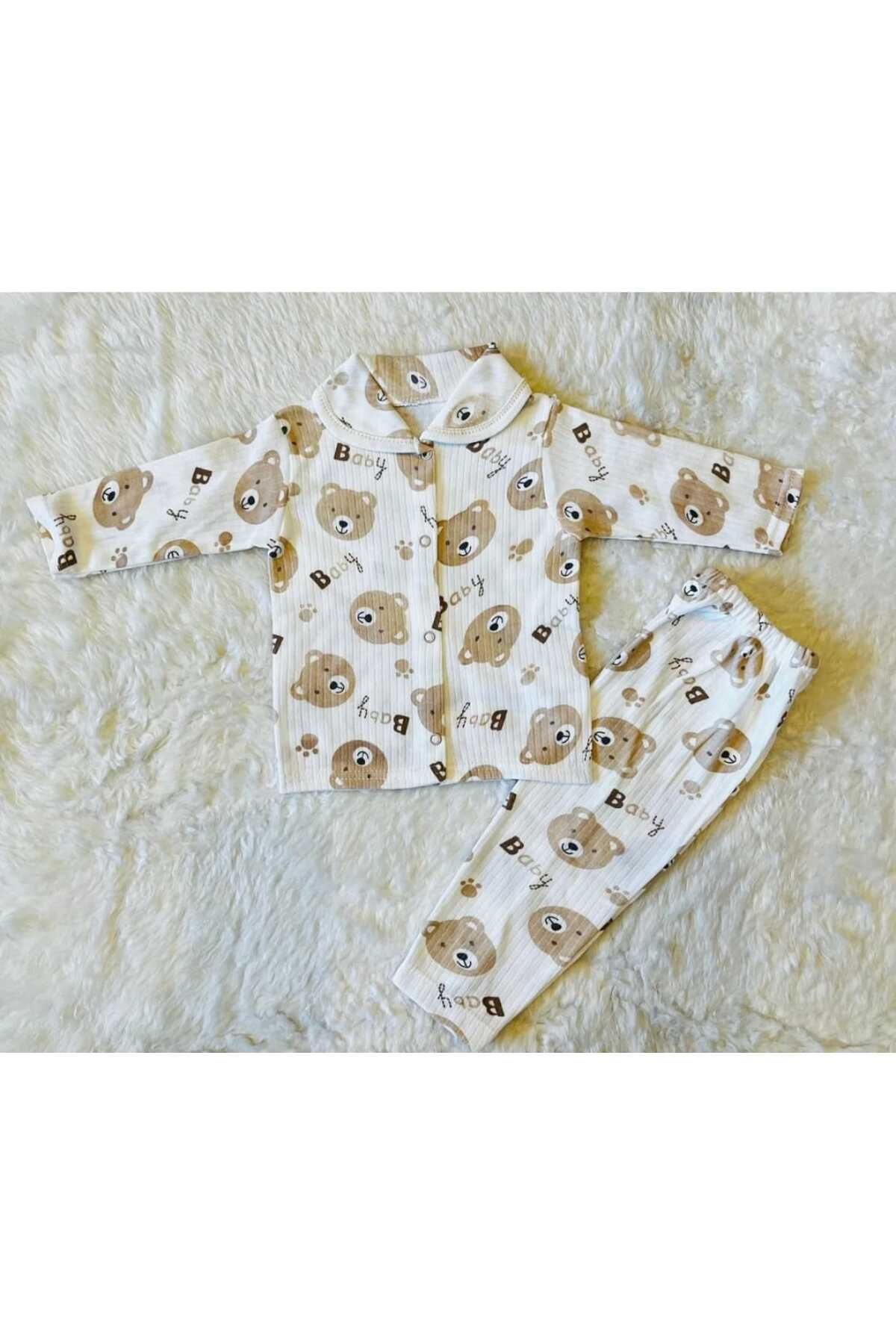 Baby Wings Kuzum Bebe Ayıcık Baskılı Bebek Pijama Takım