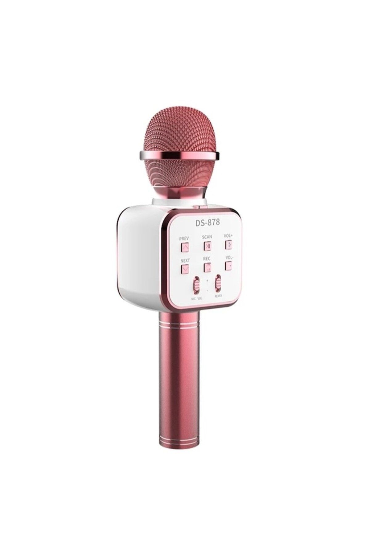 MACVI-Macvi® DS878 Karaoke Microphone, Metallic, Quality Sound, Memory Card Playback, Pink 1