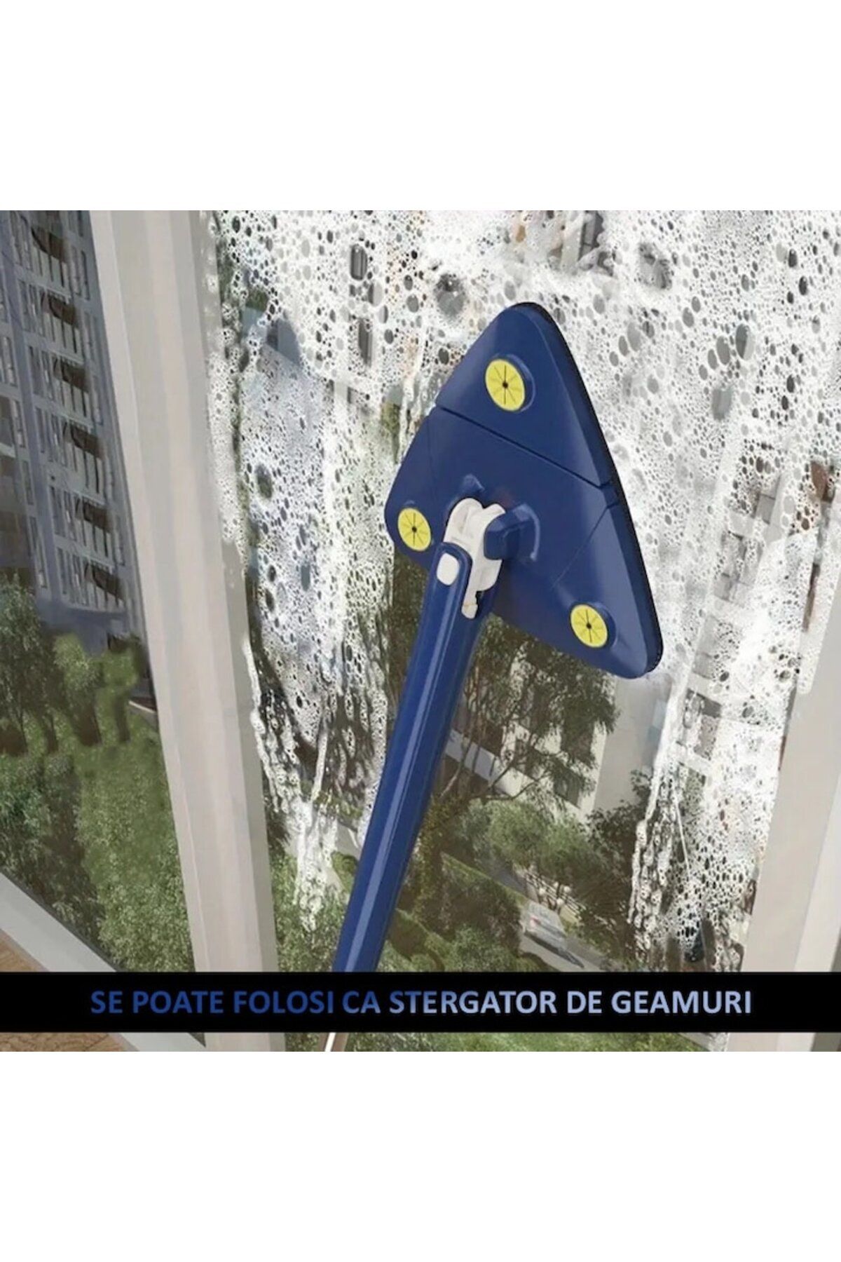 NEXTLY-Multifunctional Mop For Dry And Wet Surfaces, 360 Rotating Triangular Head, Handle 6