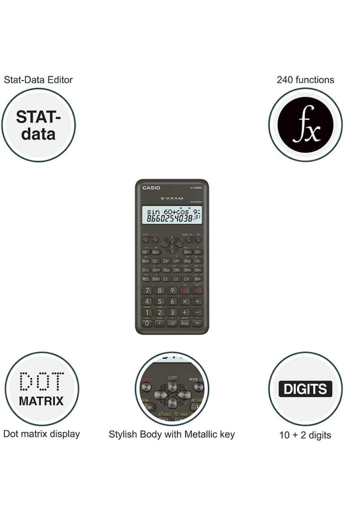Casio-Casio FX-82MS 2nd Edition Non-Progammable Scientific Calculator 3