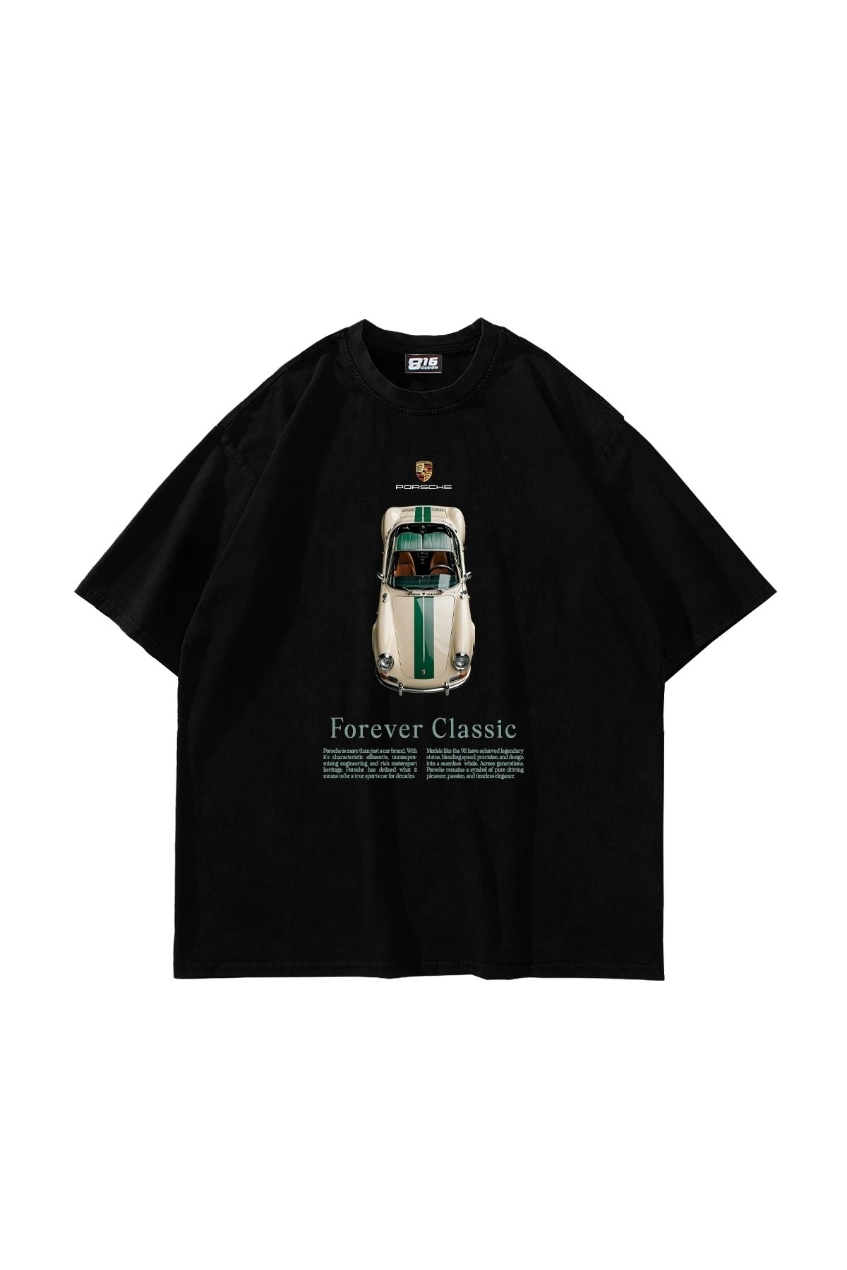 Sekizbiraltı Forever Classic Baskılı Oversize Unisex Siyah Tshirt
