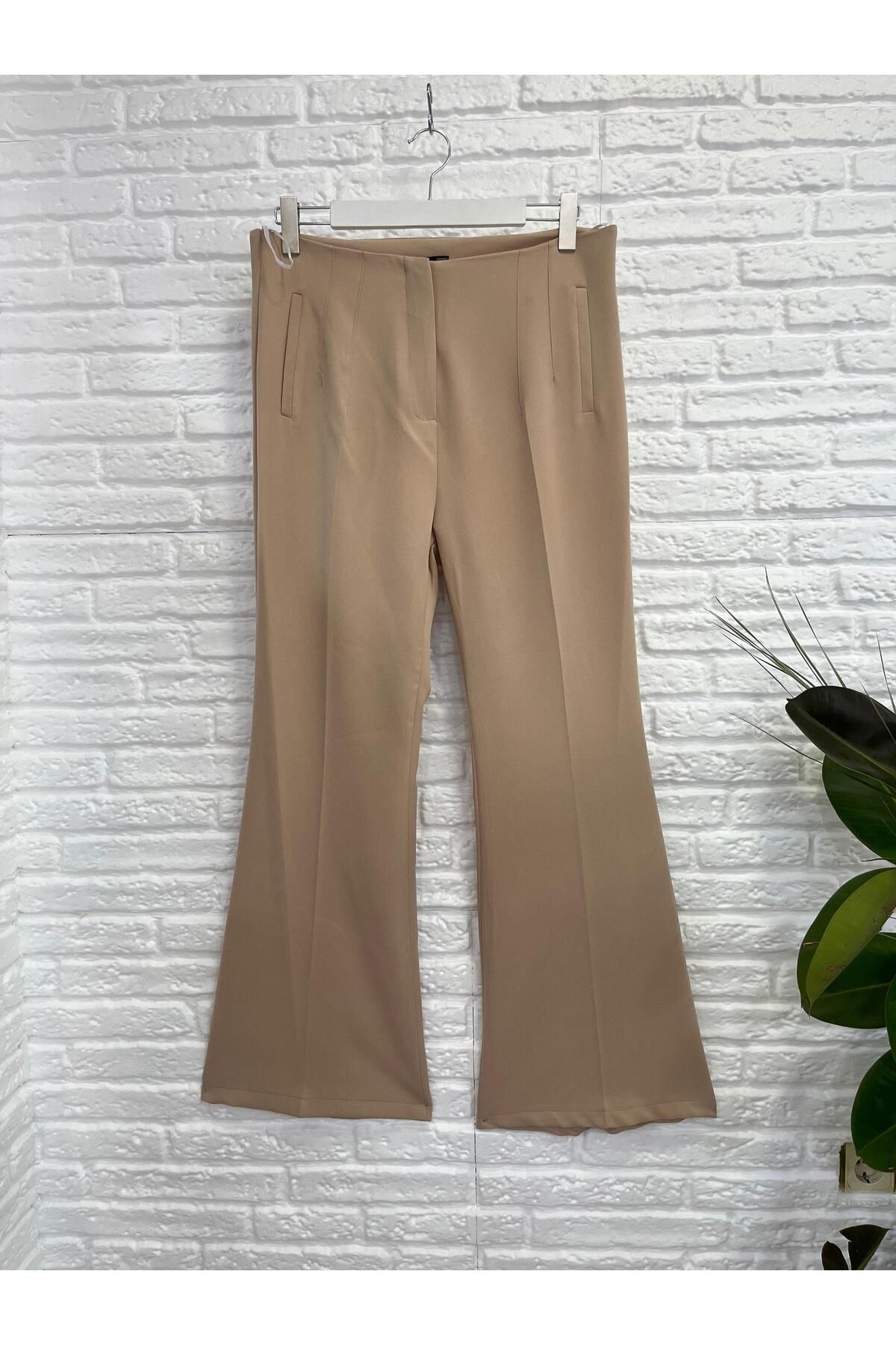 Butik Eylül ,Büyük Beden İspanyol Paça Yüksek Bel Kumaş Pantolon