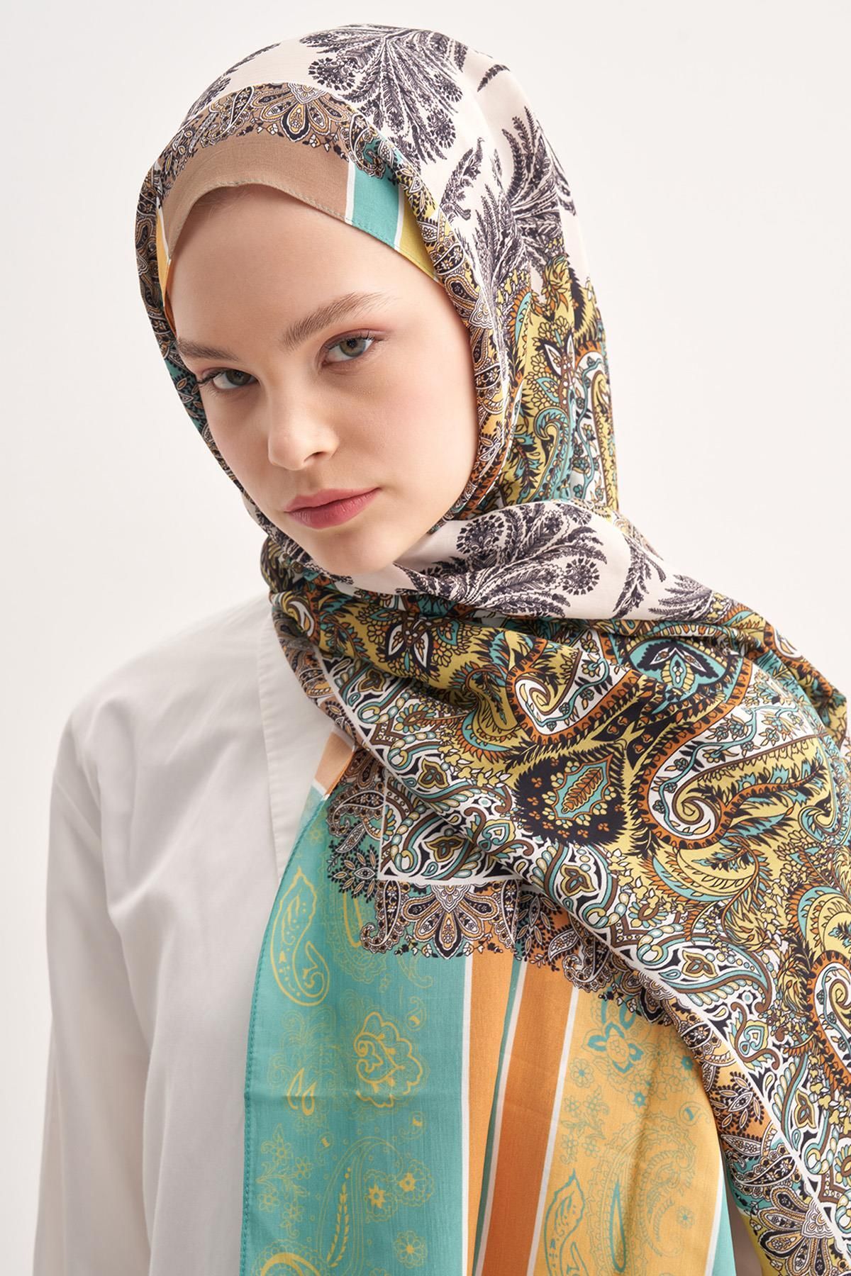 carell Ivory Soft Yeşil Vela Floş Şal