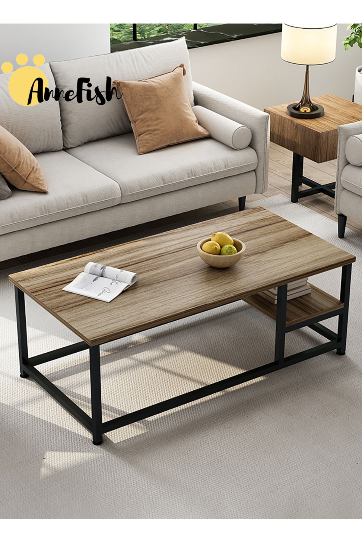 AnneFish-Double Layer Coffee Table Simple European Style Double Layer Home Sofa Center Table For Living Room 6