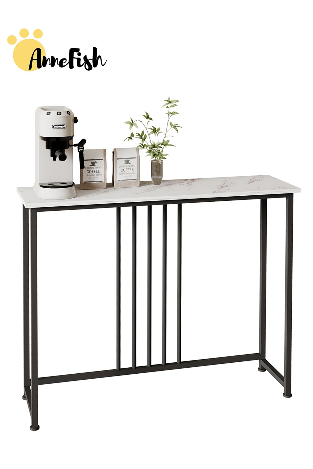 AnneFish-Console Table Faux Marble Entryway Sofa Table Marble Entrance Table Kitchen Bar Display Table 4