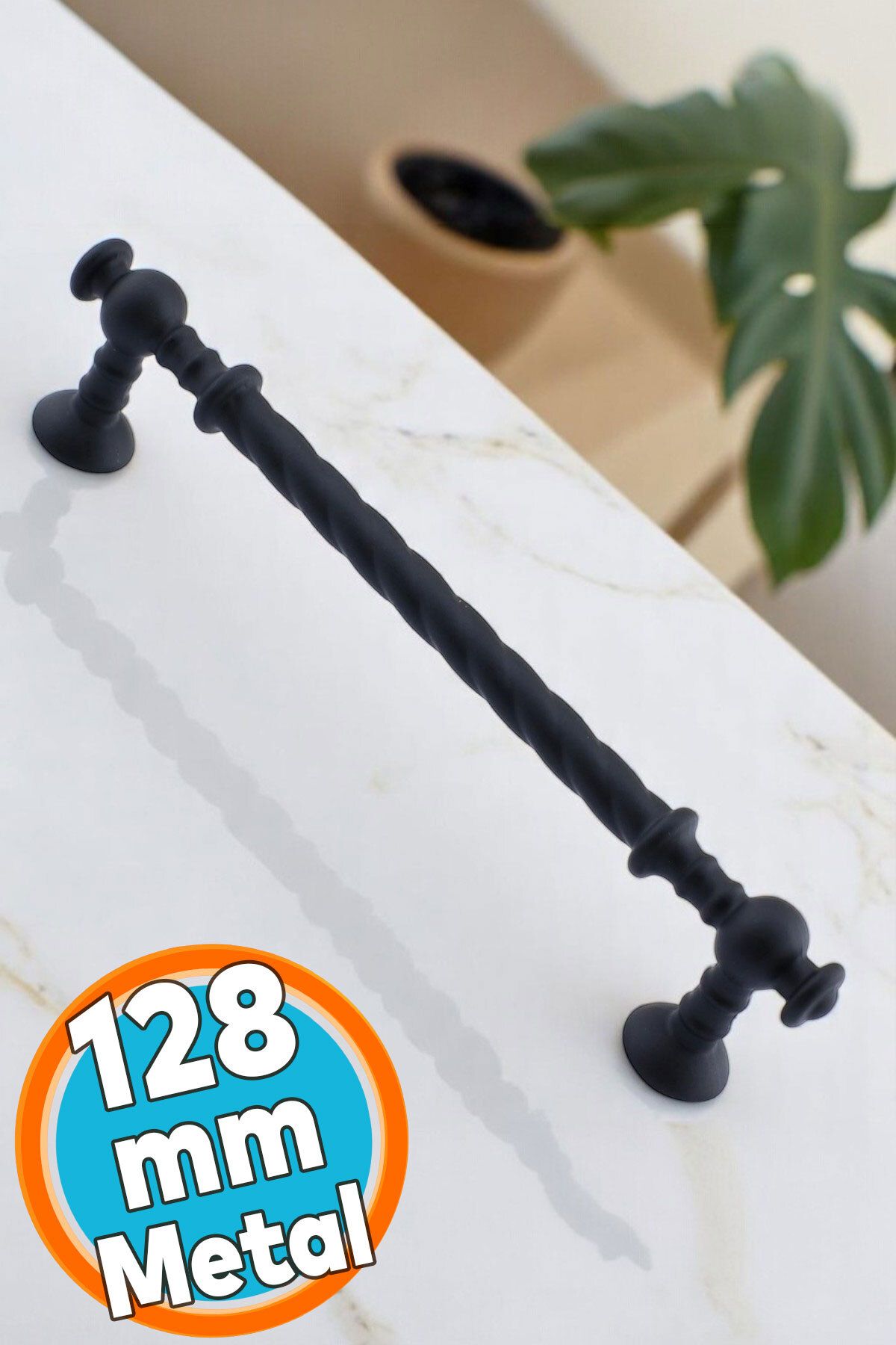NZB Mobilya Mutfak Dolabı Çekmece Dolap Kapak Kulpu Kulpları Kulbu (128 MM-12.8 CM) Mat Siyah Kulp