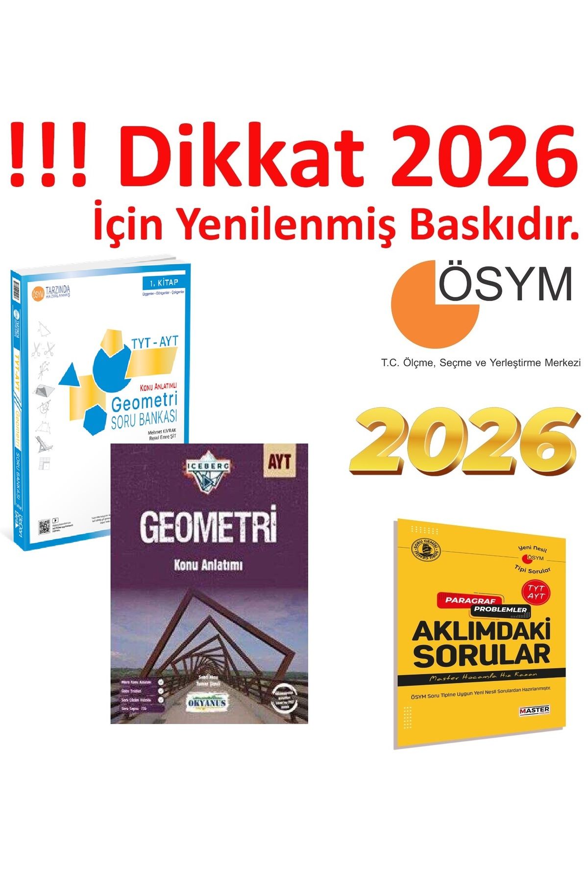 Okyanus Yayıncılık Okyanus Yayınları AYT Iceberg Geometri Konu Anlatımı & Üç Dört Beş TYT-AYT Geometri Soru Bankası