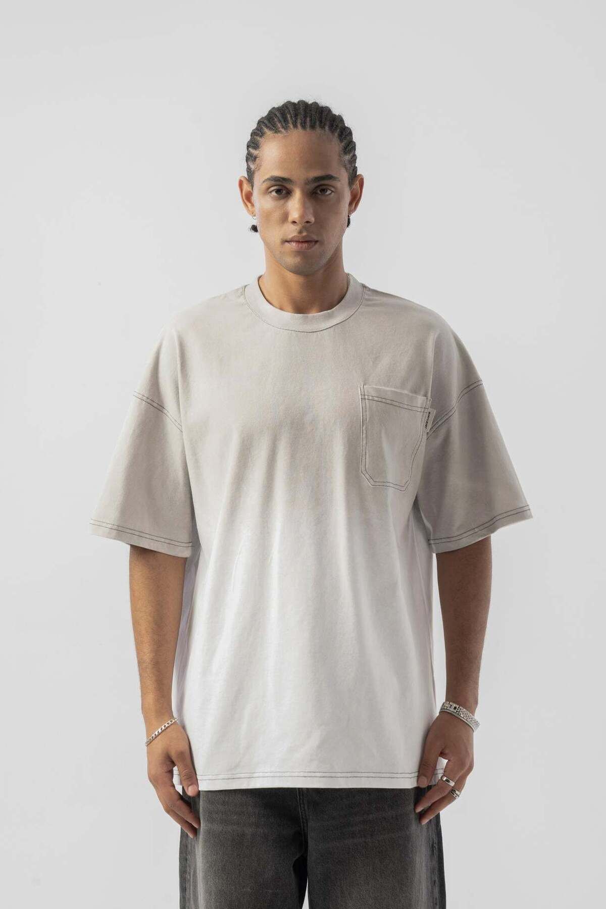 jaceyjace Cepli Basic Sprey Oversize T-shirt - Beyaz