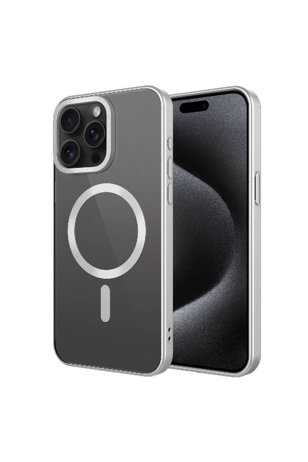 halkhouse İphone 15 Pro Max Kılıf Mat Tasarımlı Magsafe Wireless Şarj Özellikli Renkli İnce Silikon Mat Setro