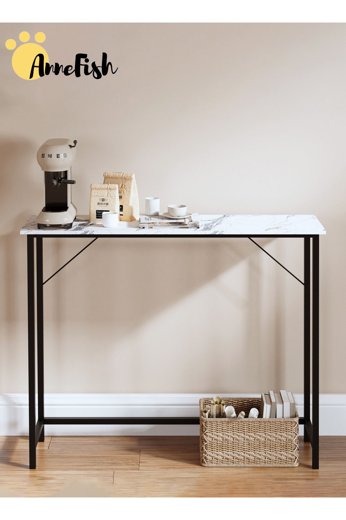 AnneFish-Console Table Faux Marble Entryway Sofa Table Marble Entrance Table Kitchen Bar Display Table 3