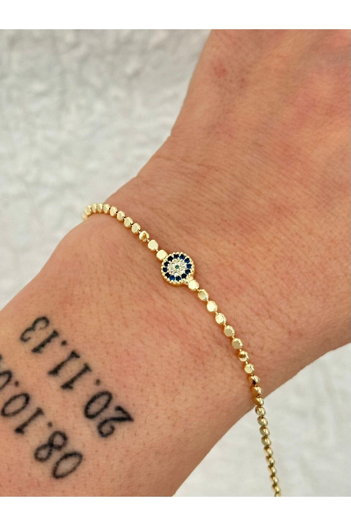MyladyAccessoriess Zirkon Taş Nazar Ve Ezme Zincir Detay Premium Bileklik