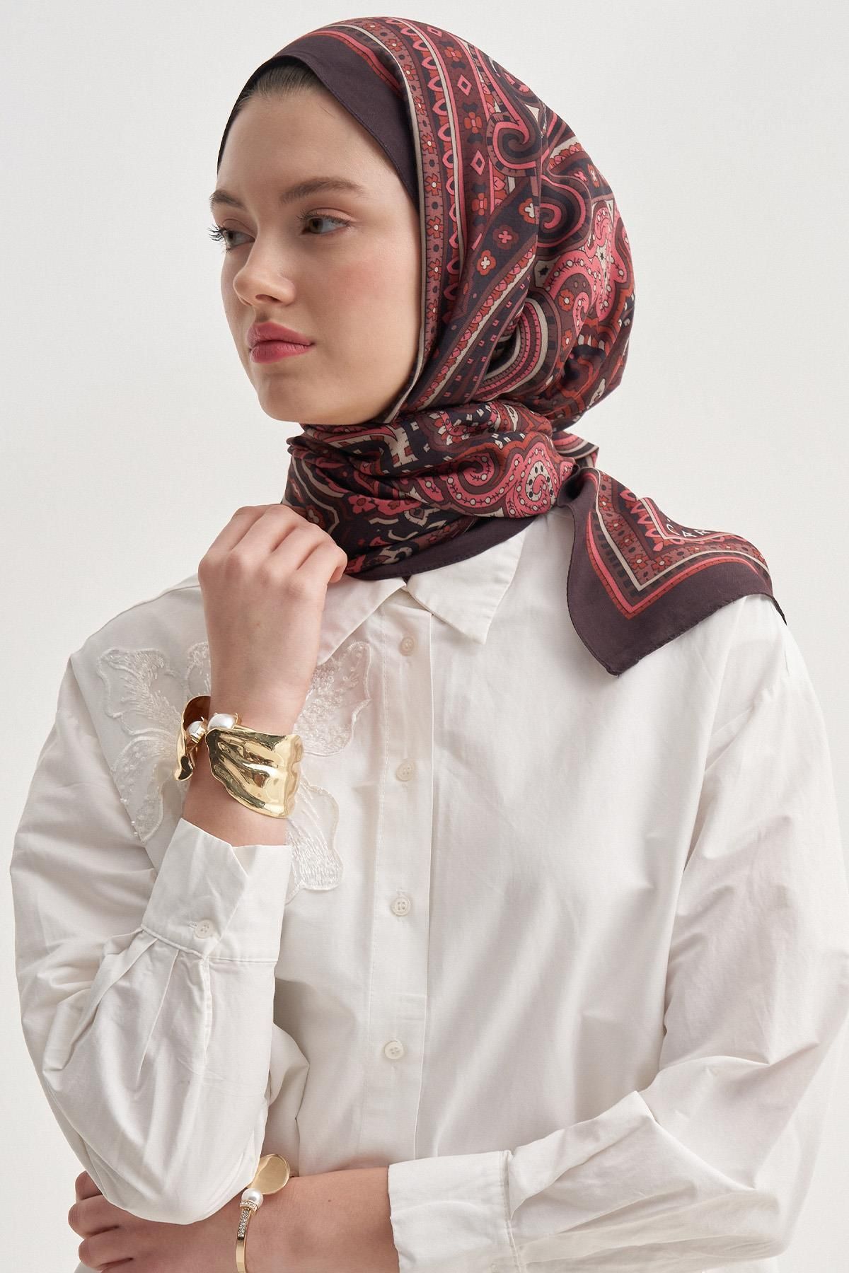 carell Sienna Bordo Nilla Pamuklu Şal