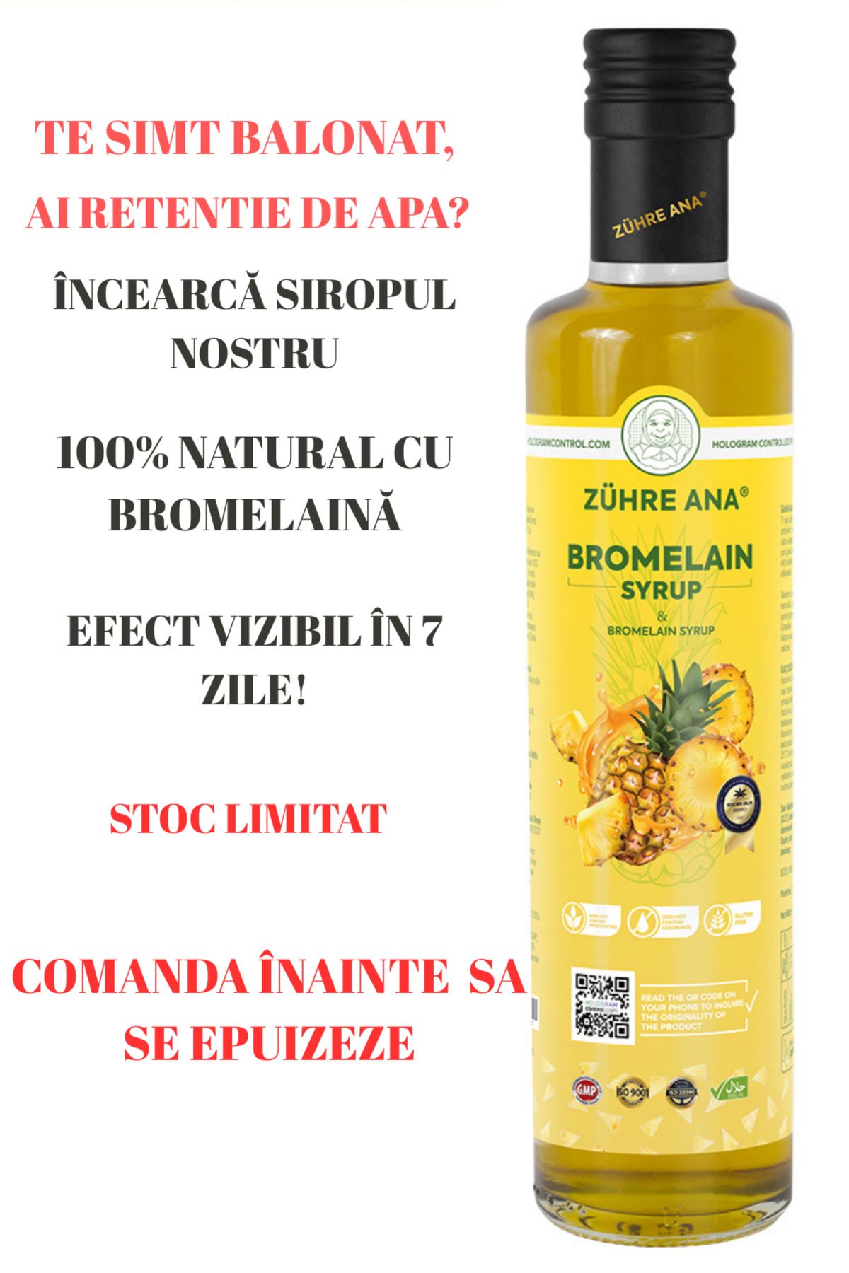 Zühre Ana-Natural Syrup With Bromelain 250ml – Reduces Inflammation, Supports Digestion and Eliminates Edema 2