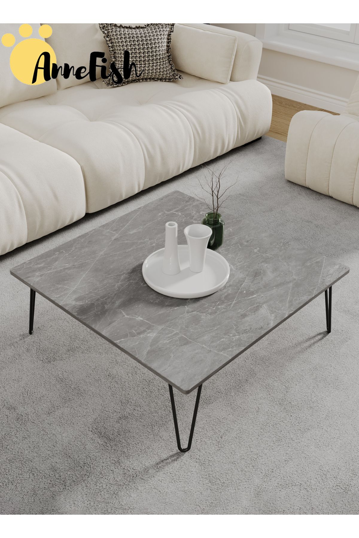 AnneFish-5pcs Floor Coffee Table Set Low Square Home Nesting Friends Gathering Table Set Of 5 Side Table 5