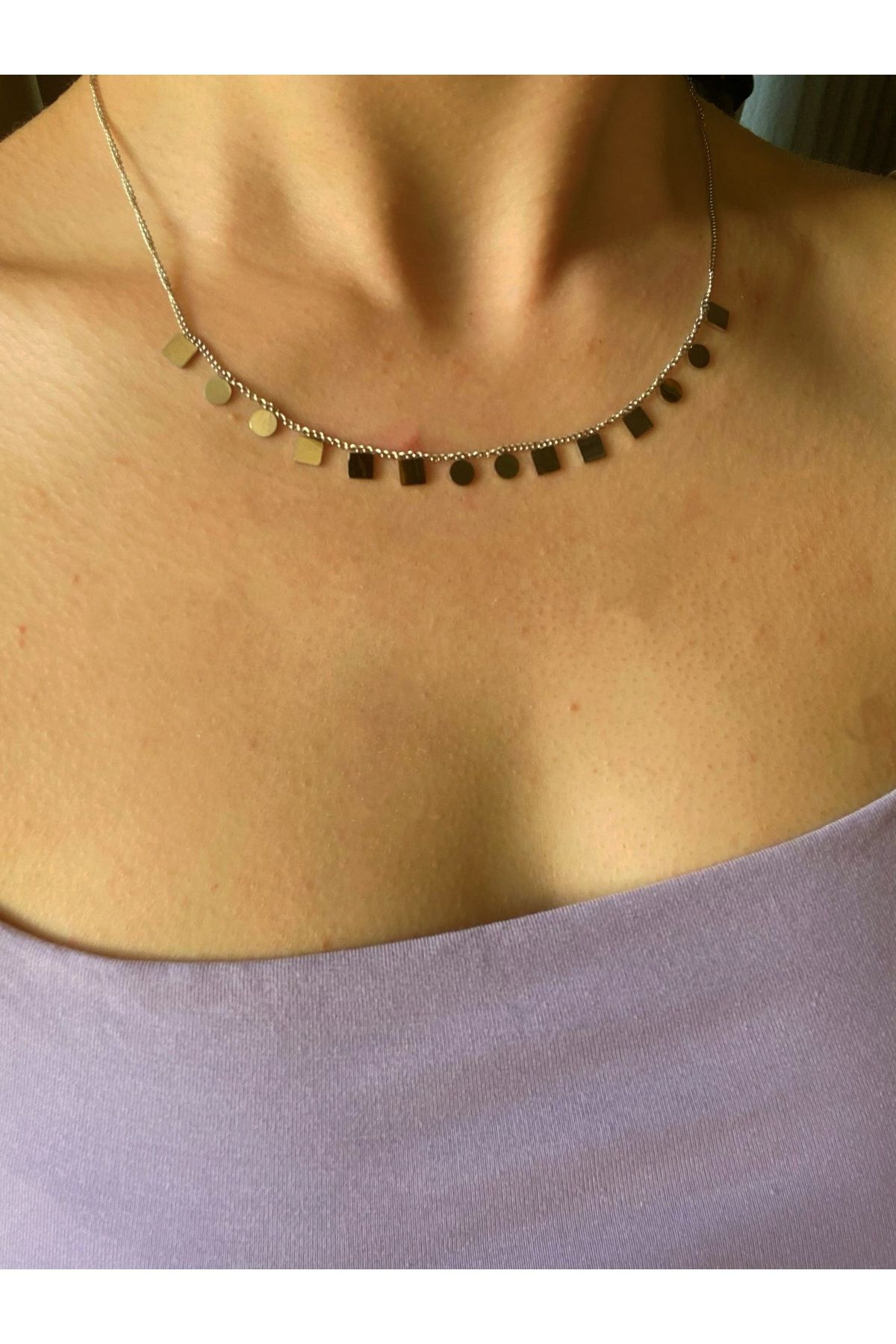 B&E SHİNE JEWERLY Kararmaz Çelik Geometrik Kolye