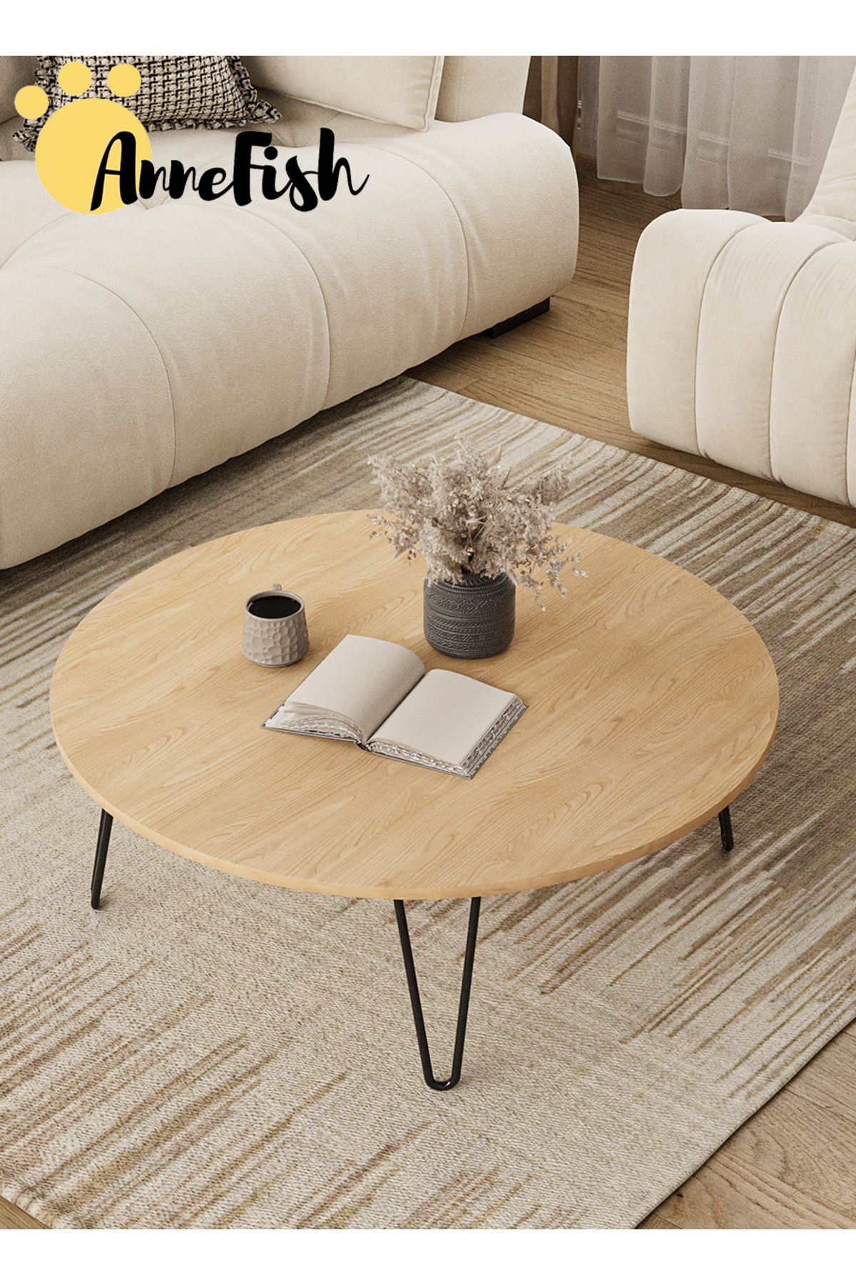 AnneFish-5pcs Floor Coffee Table Set Low Round Home Nesting Friends Gathering Table Set Of 5 Side Table 6