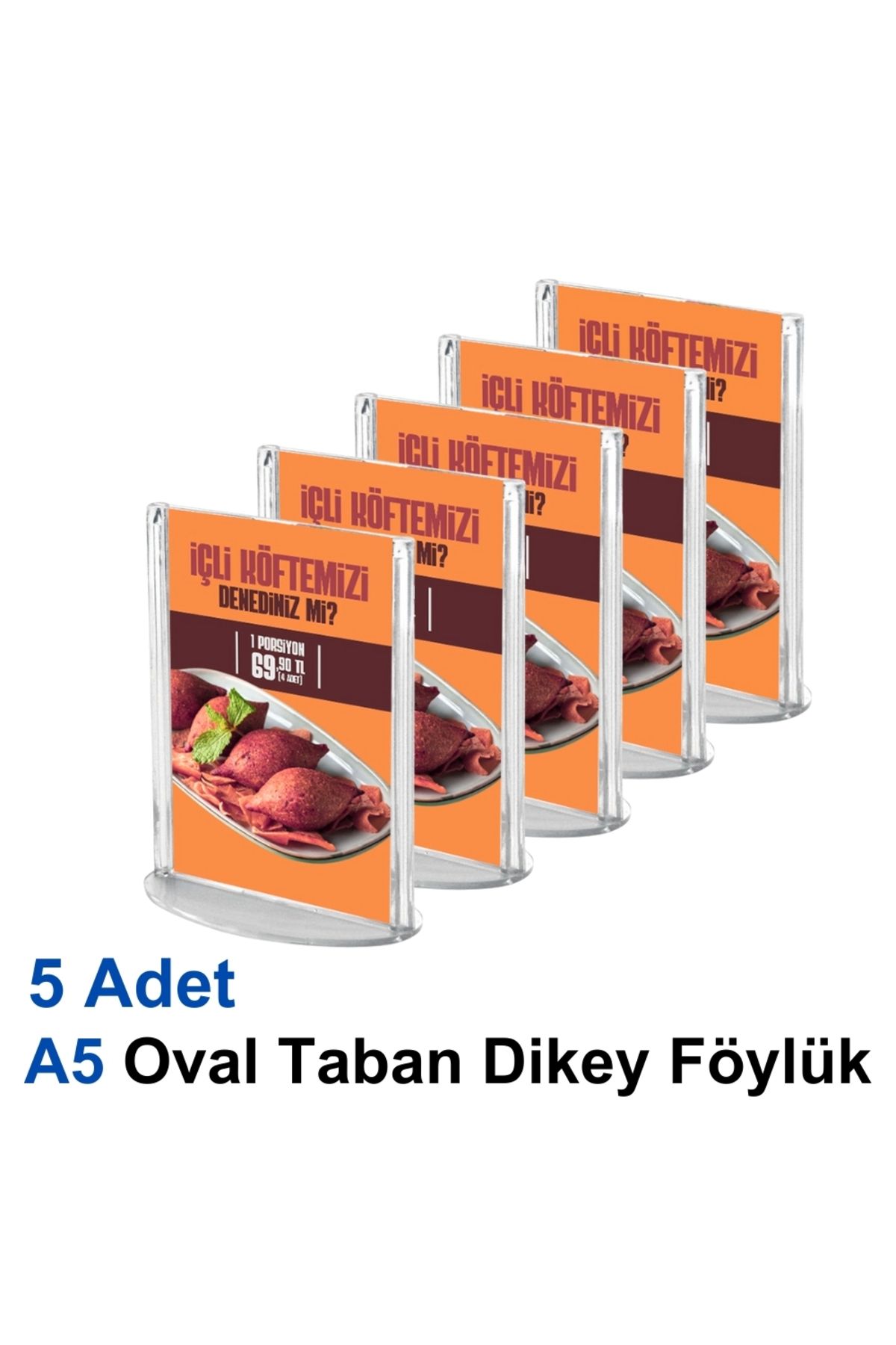 Karlobi A5 Oval Taban Dikey Föylük - 5 Adet | Upright Föylük | - | Masaüstü Menü |