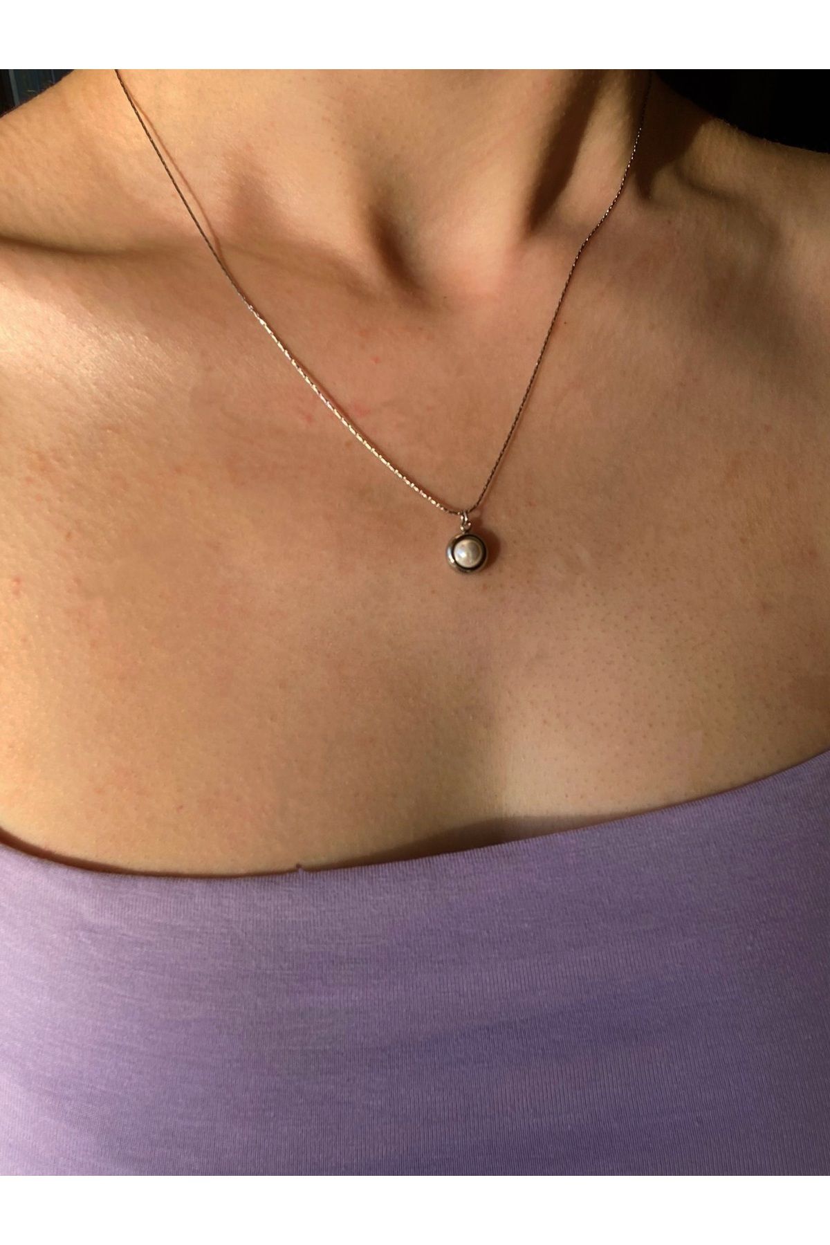 B&E SHİNE JEWERLY “Kararmaz Çelik İnci Detay Kolye”