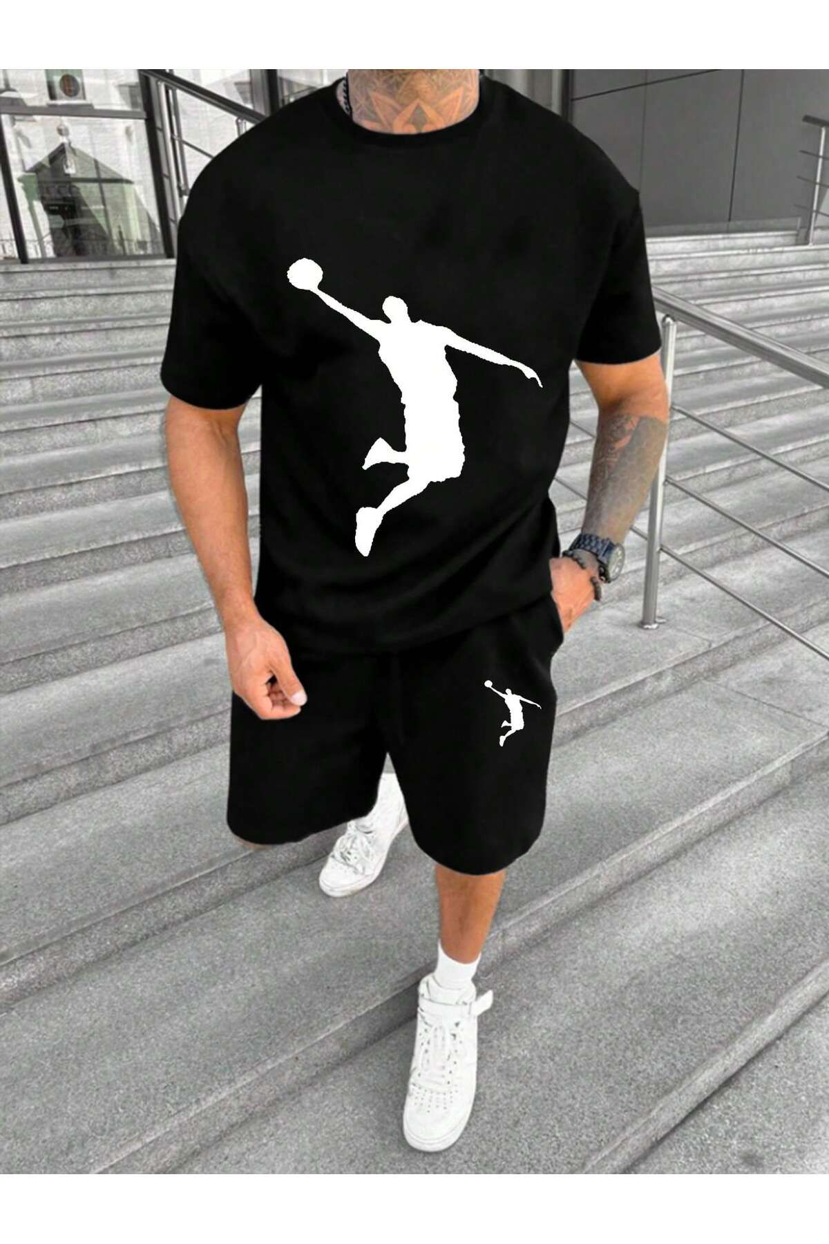 aynewmoda Manfinity LEGND Erkek Klasik Basketbol Forması Tişört Takımı Bol Şortlu, Erkek Günlük Spor Giyim,