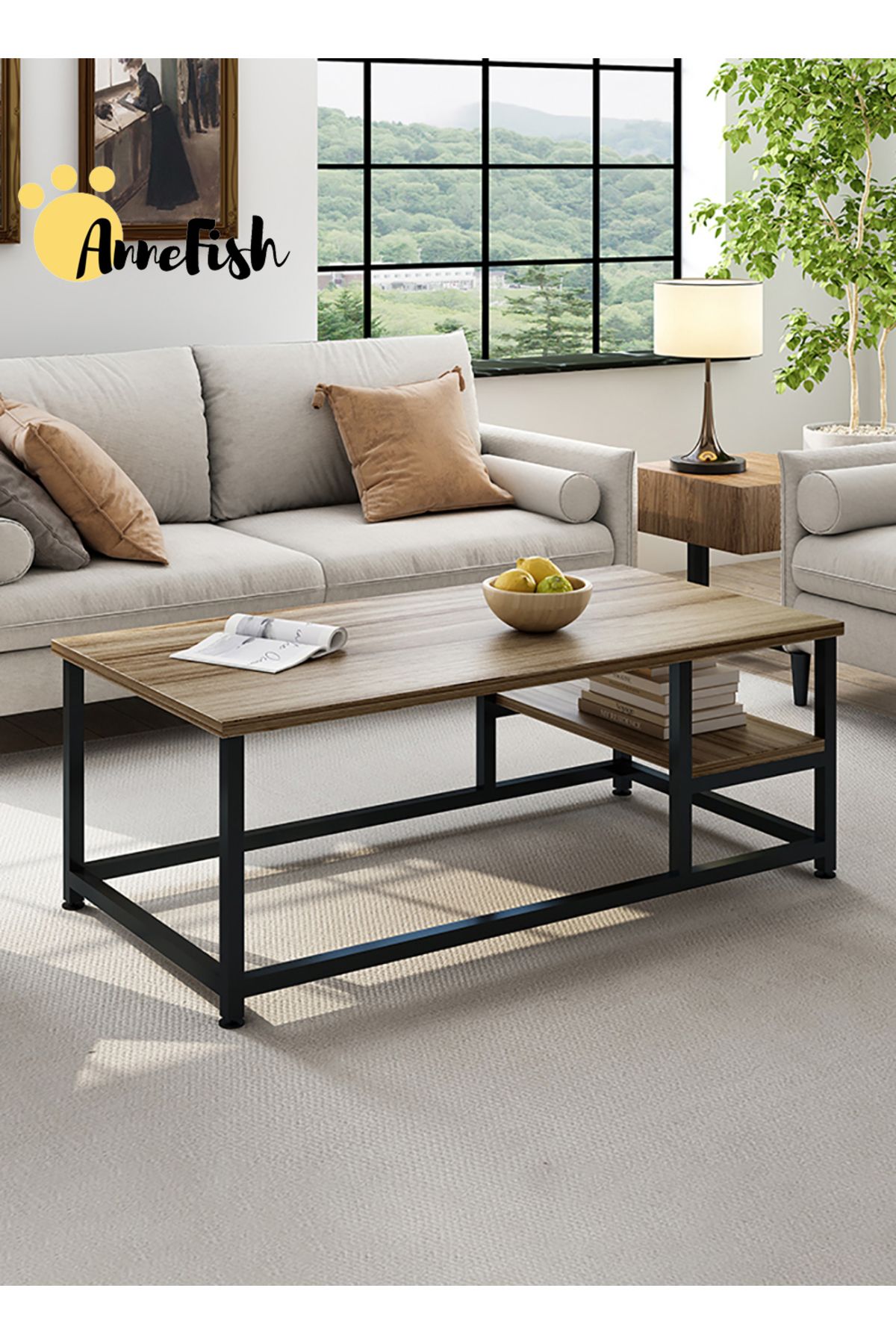 AnneFish-Double Layer Coffee Table Simple European Style Double Layer Home Sofa Center Table For Living Room 7