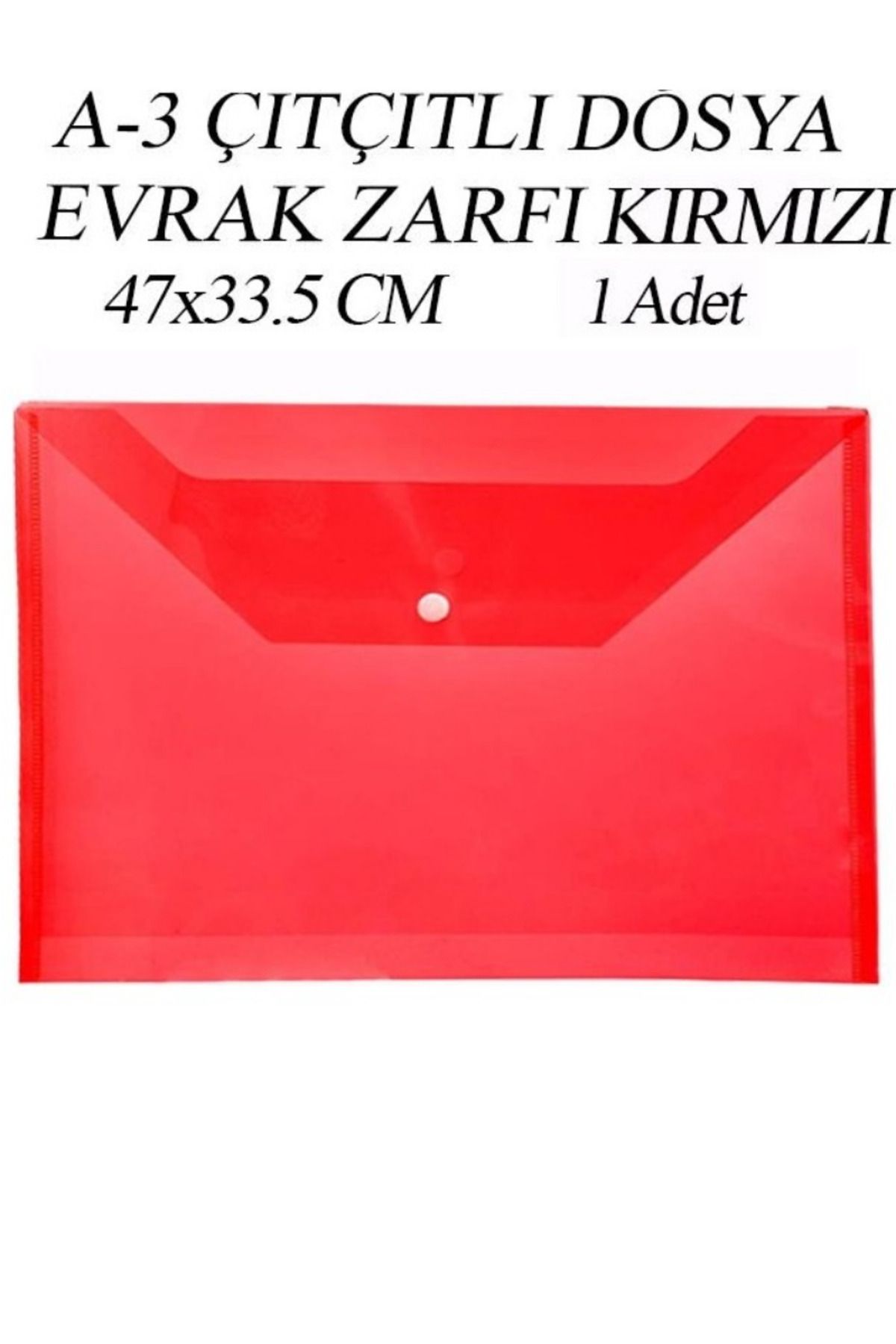 Glanart a3 boy çıt çıt dosya 1 adet 47x33.5 Cm çıtçıtlı zarf dosya ödev ve proje dosyası KIRMIZI