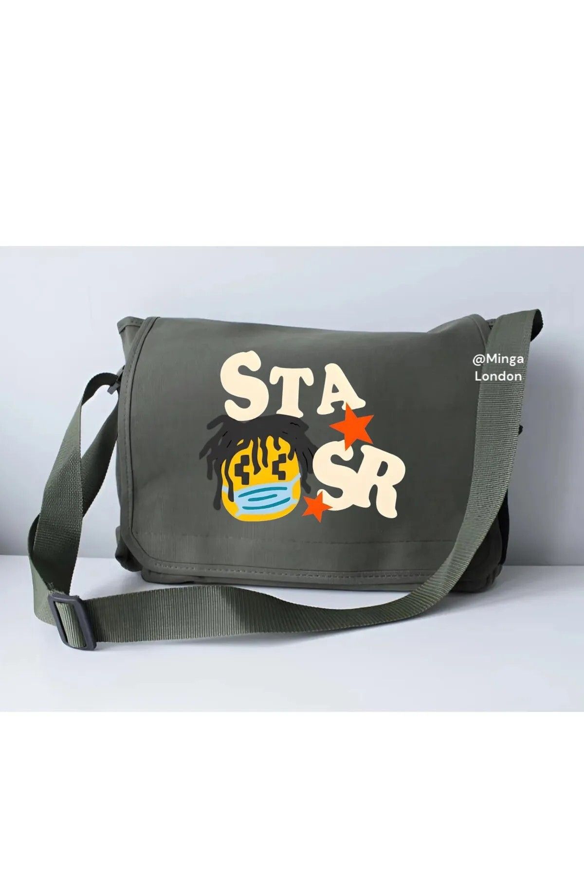 DEEFWEAR Școală, Curs, Sală De Clasă, Geantă De Poștaș Cu Imprimeu Stasr Kaki Unisex - One Size