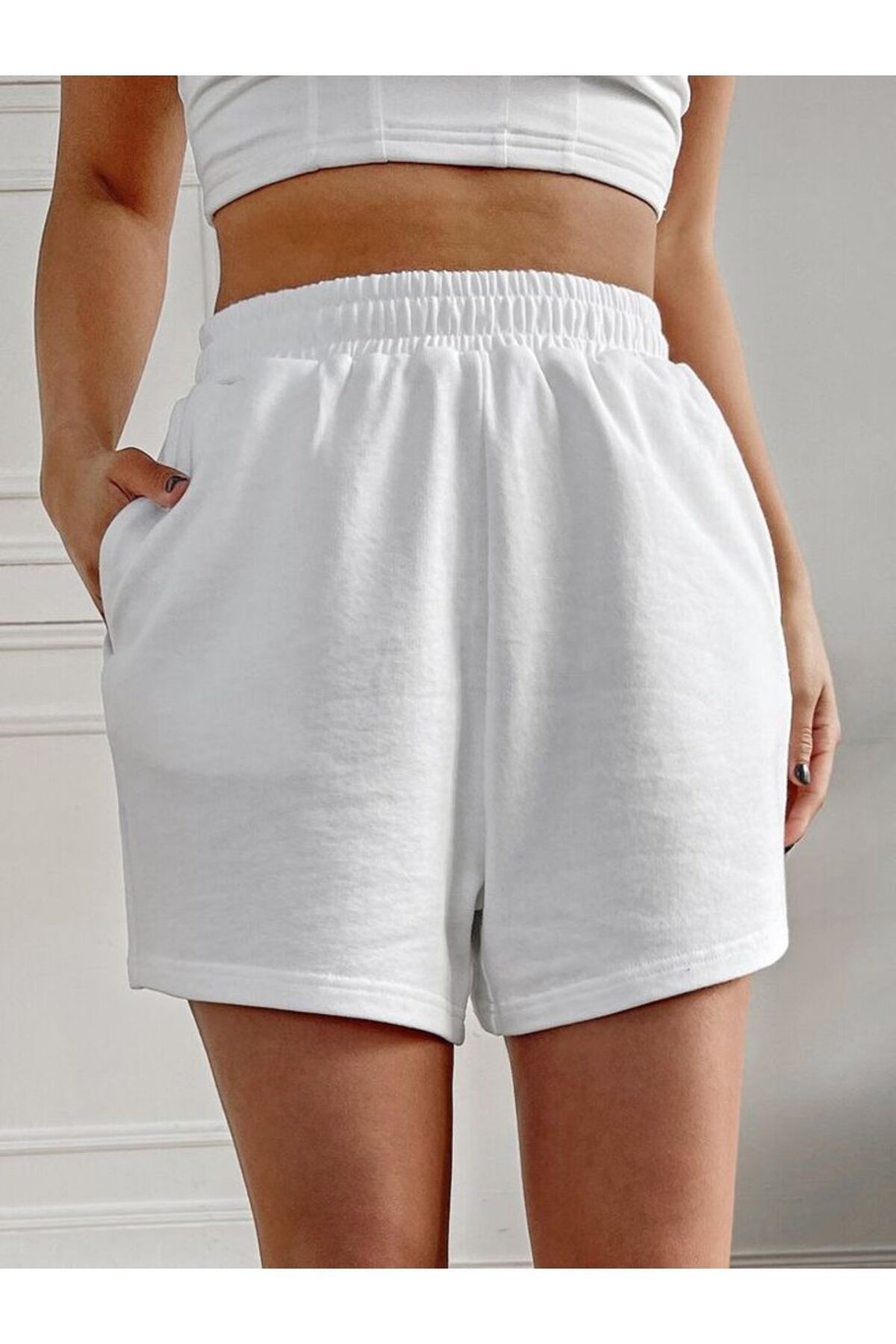 UYN SPORT Beyaz Pamuk Polyester Kısa Şort